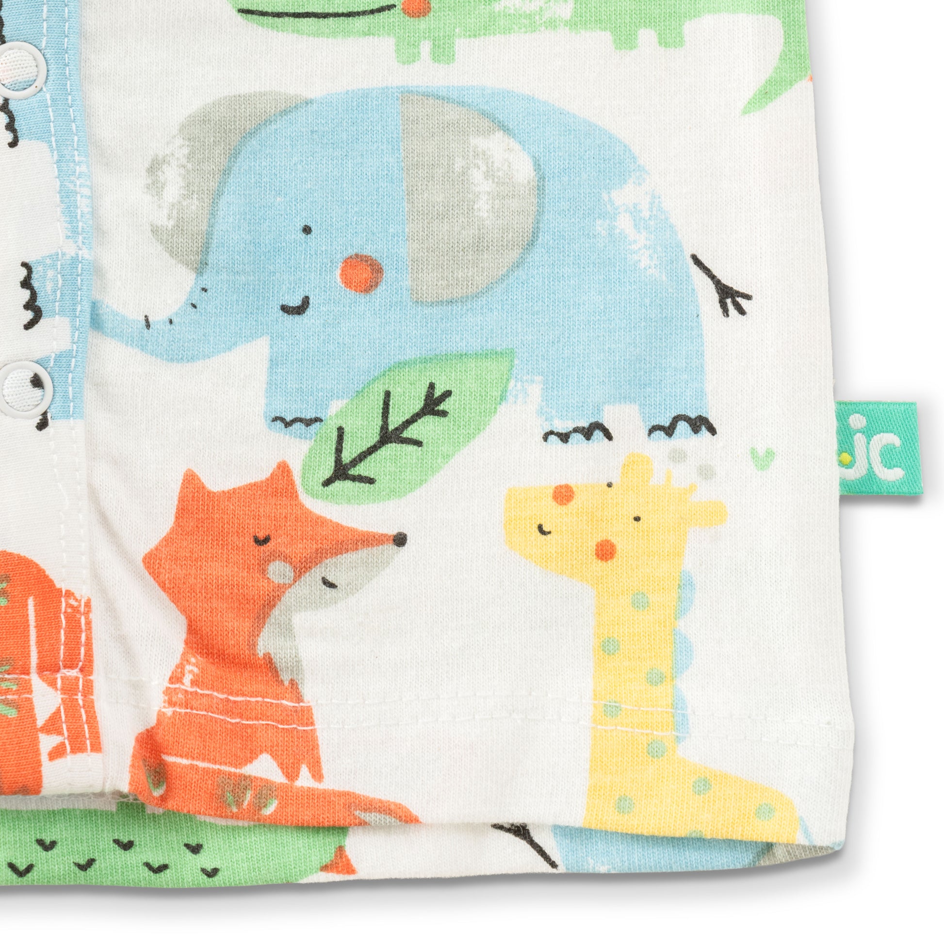 "Baby Boys Jhabla Combo – Pack of 2 | Cream-Yellow Striped & White Multi-Color Animal Print | Soft Cotton Front-Open Tees