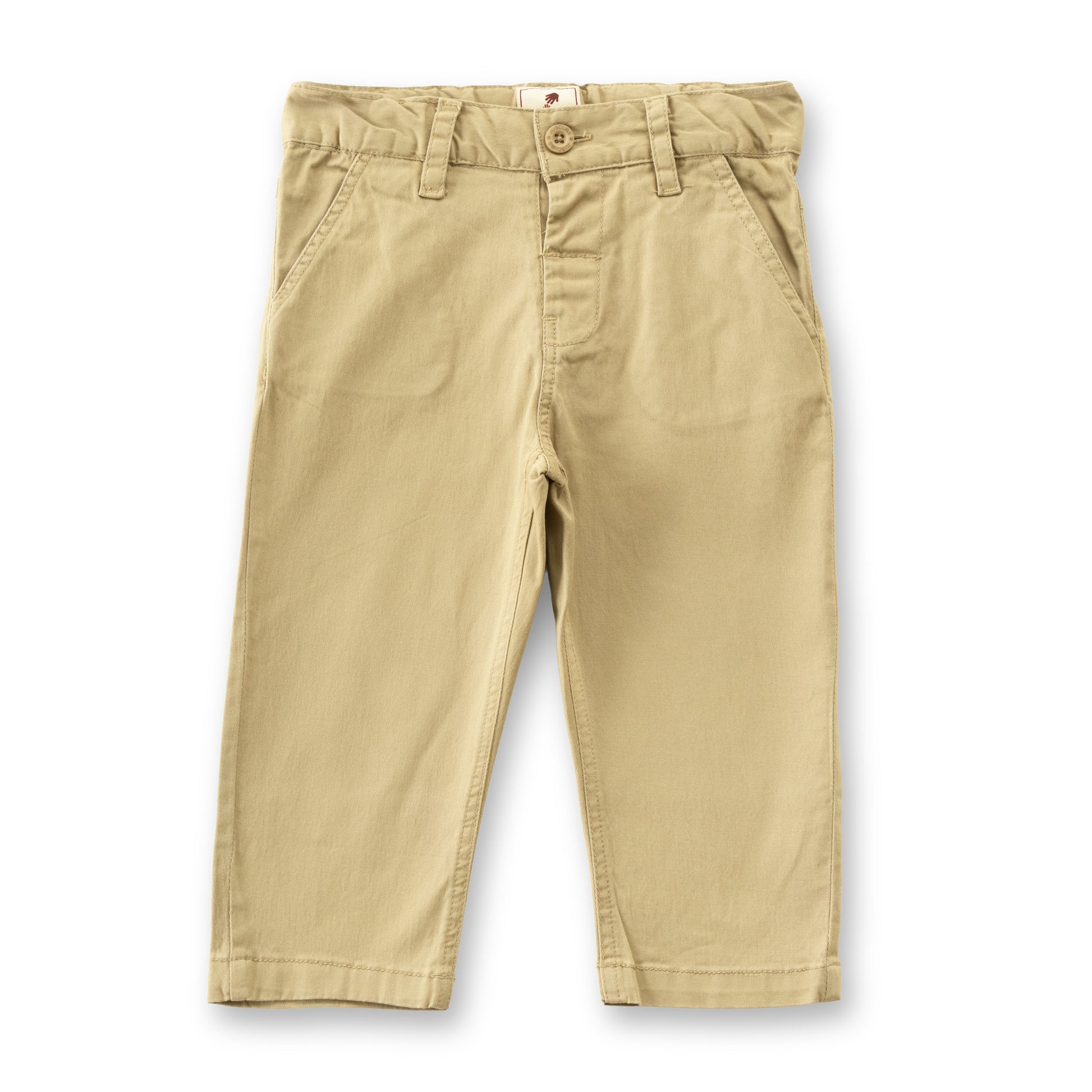 Boys' Khaki Solid  Cotton Pants – Regular Fit & & Adjustable Waist