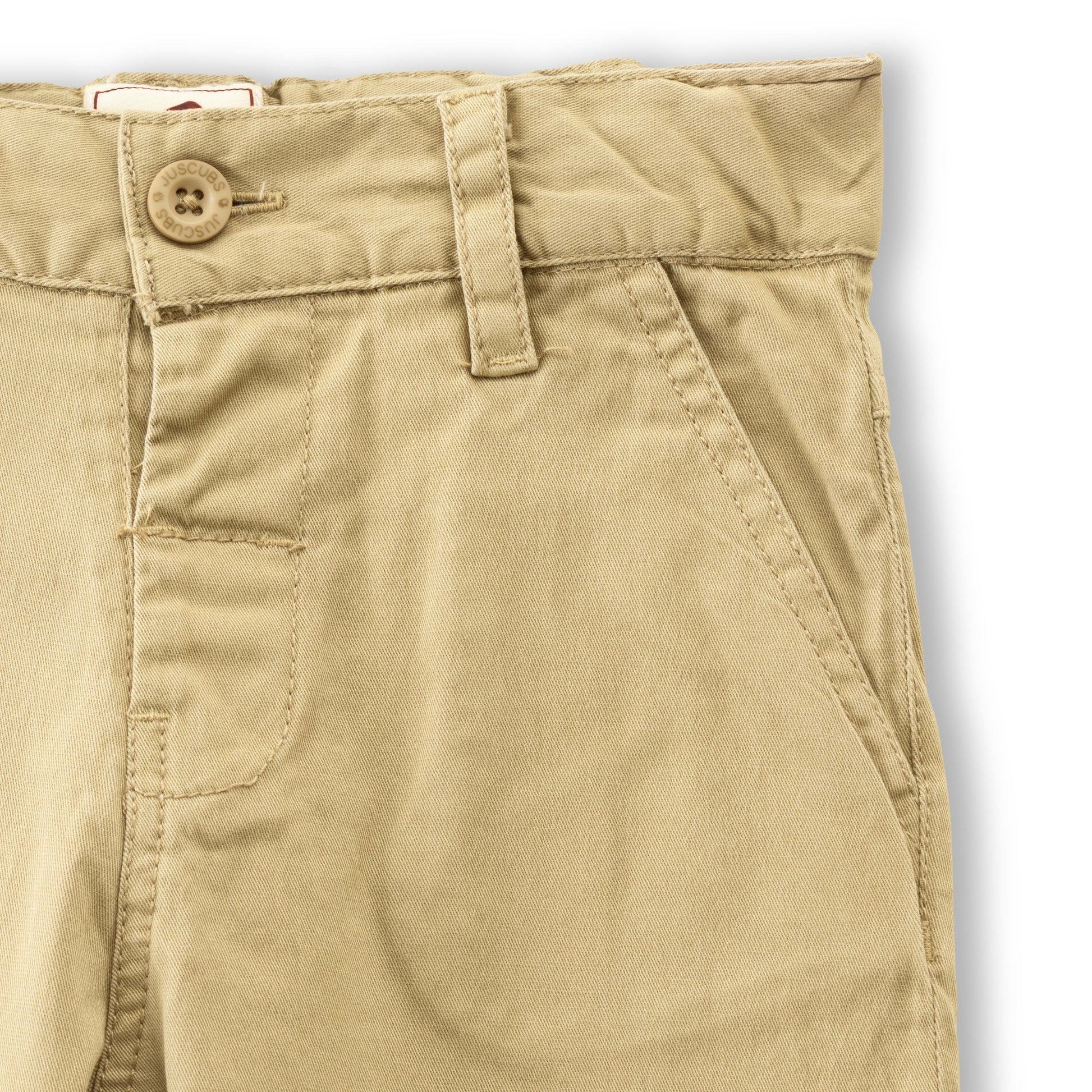 Boys' Khaki Solid  Cotton Pants – Regular Fit & & Adjustable Waist