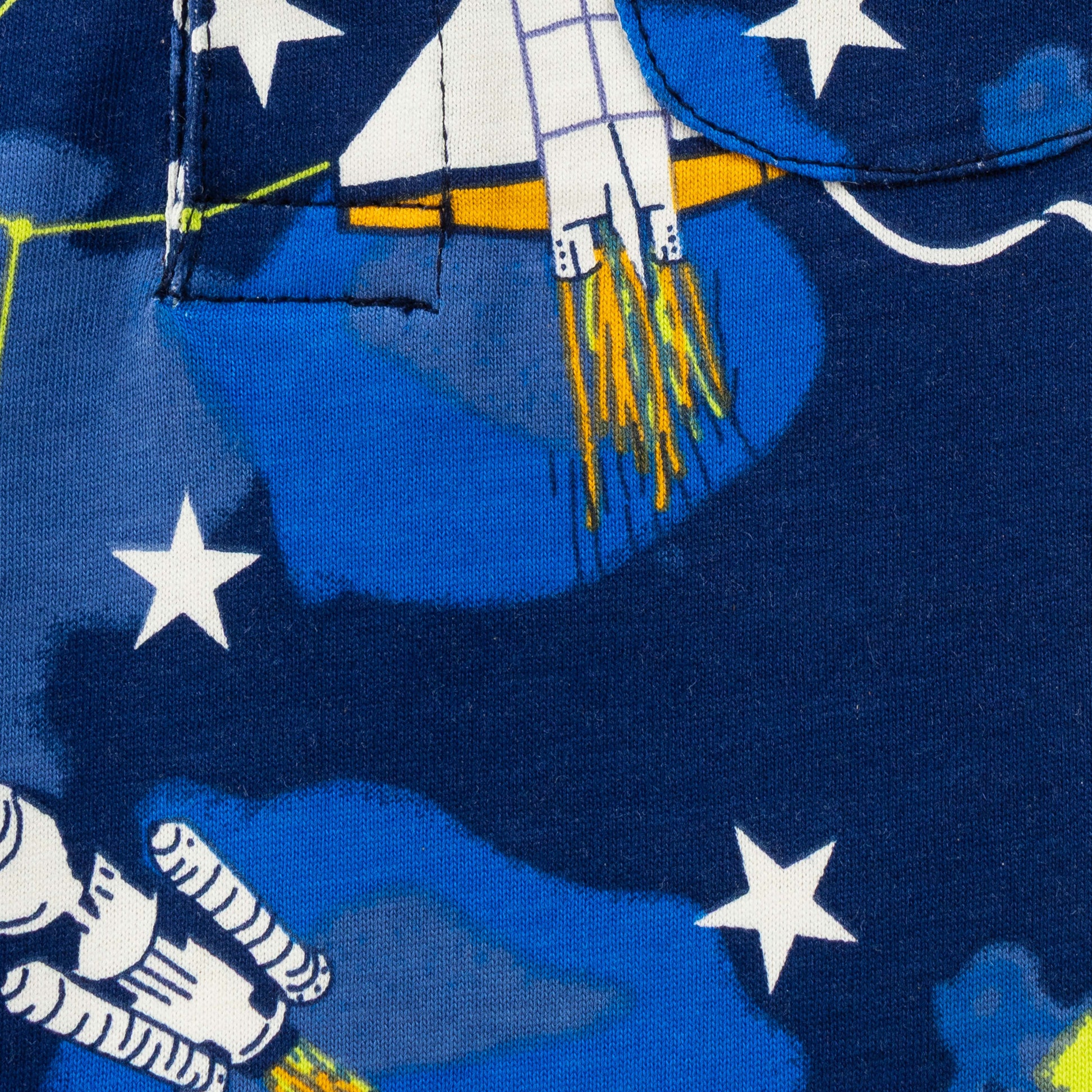 "Boys Navy Blue Space Print Cotton Henley T-Shirt – Half Sleeves"