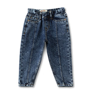 "Baby Boys Dark Wash Stretchable Denim Jeans with Front Seam Detailing"
