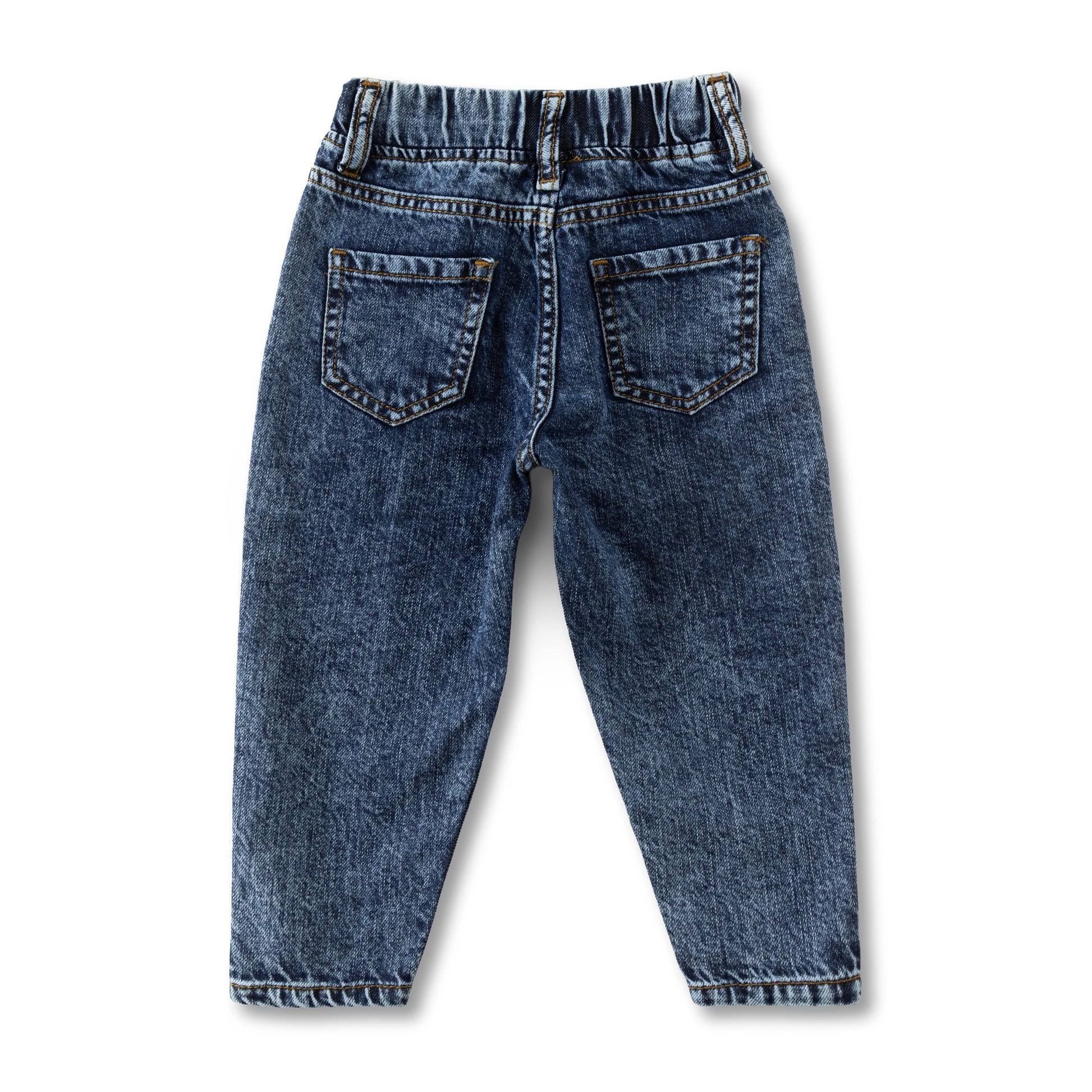 "Baby Boys Dark Wash Stretchable Denim Jeans with Front Seam Detailing"
