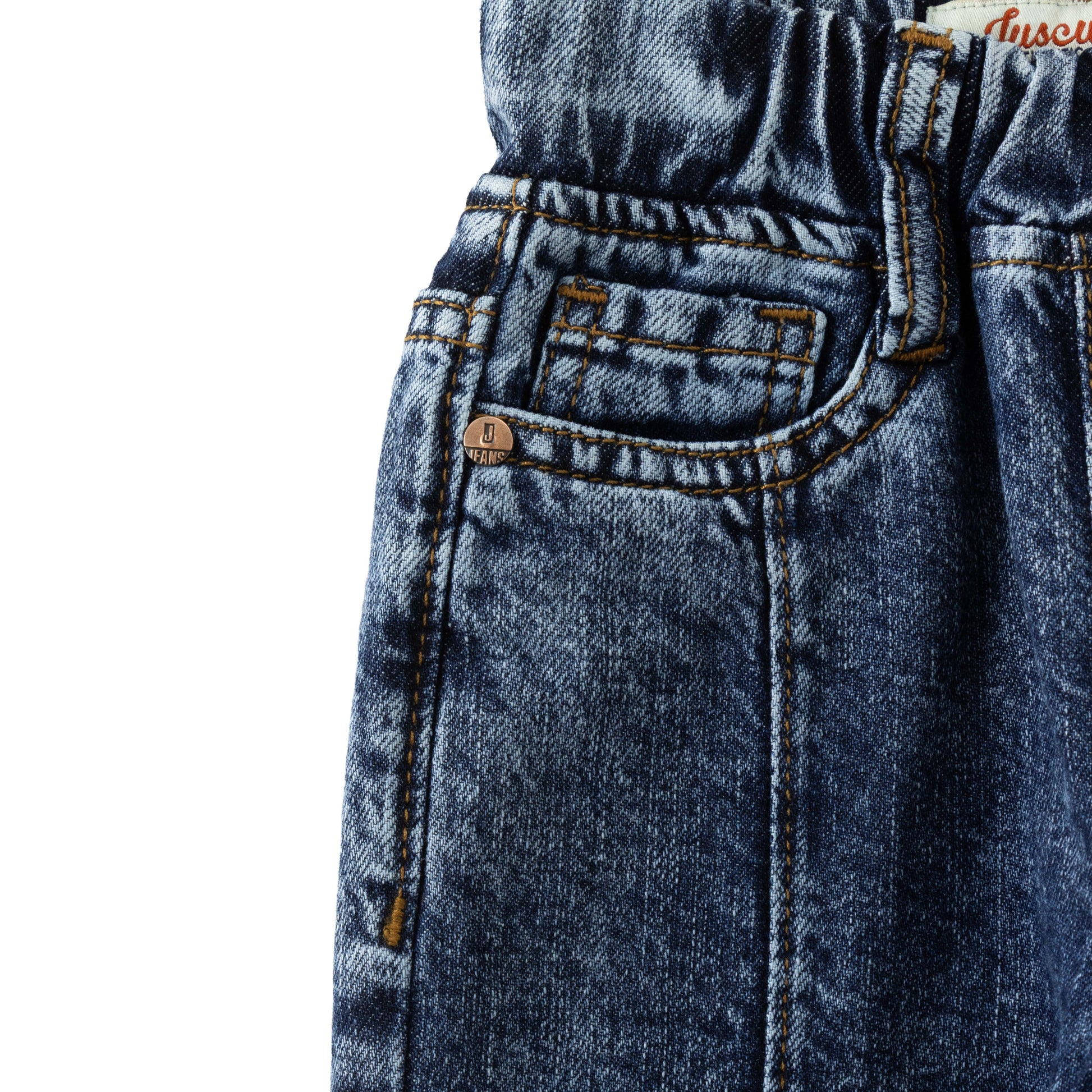 "Baby Boys Dark Wash Stretchable Denim Jeans with Front Seam Detailing"