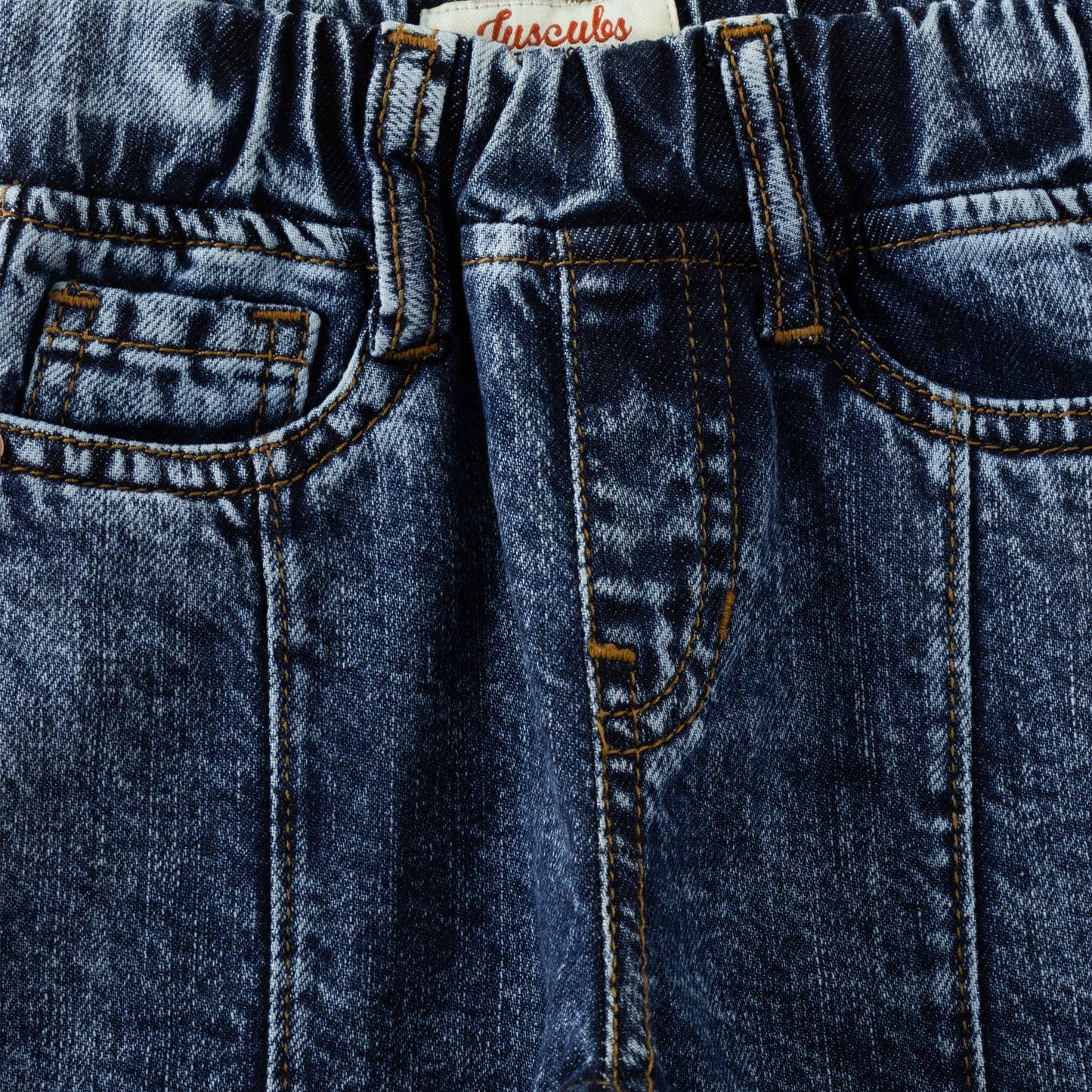 "Baby Boys Dark Wash Stretchable Denim Jeans with Front Seam Detailing"