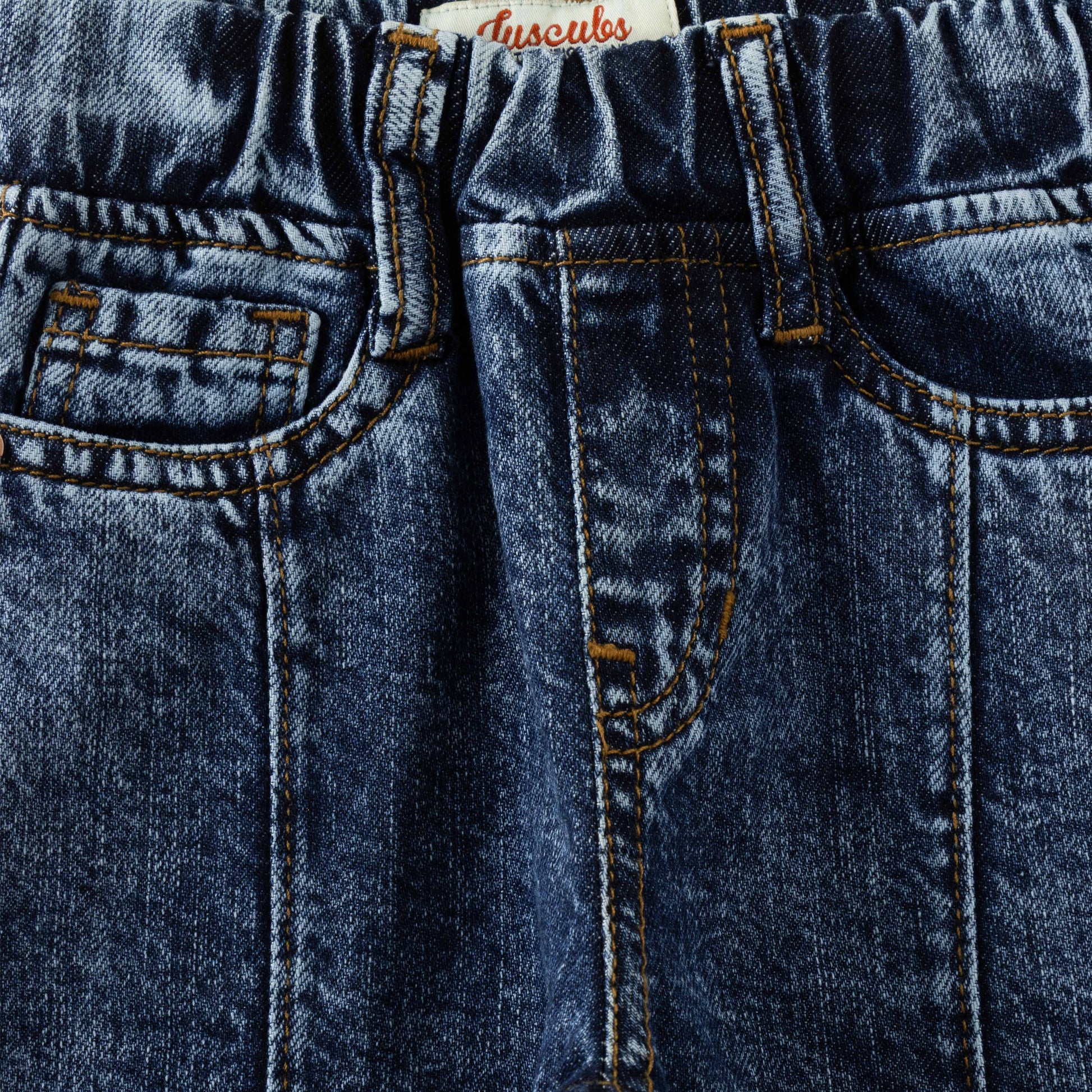 "Baby Boys Dark Wash Stretchable Denim Jeans with Front Seam Detailing"