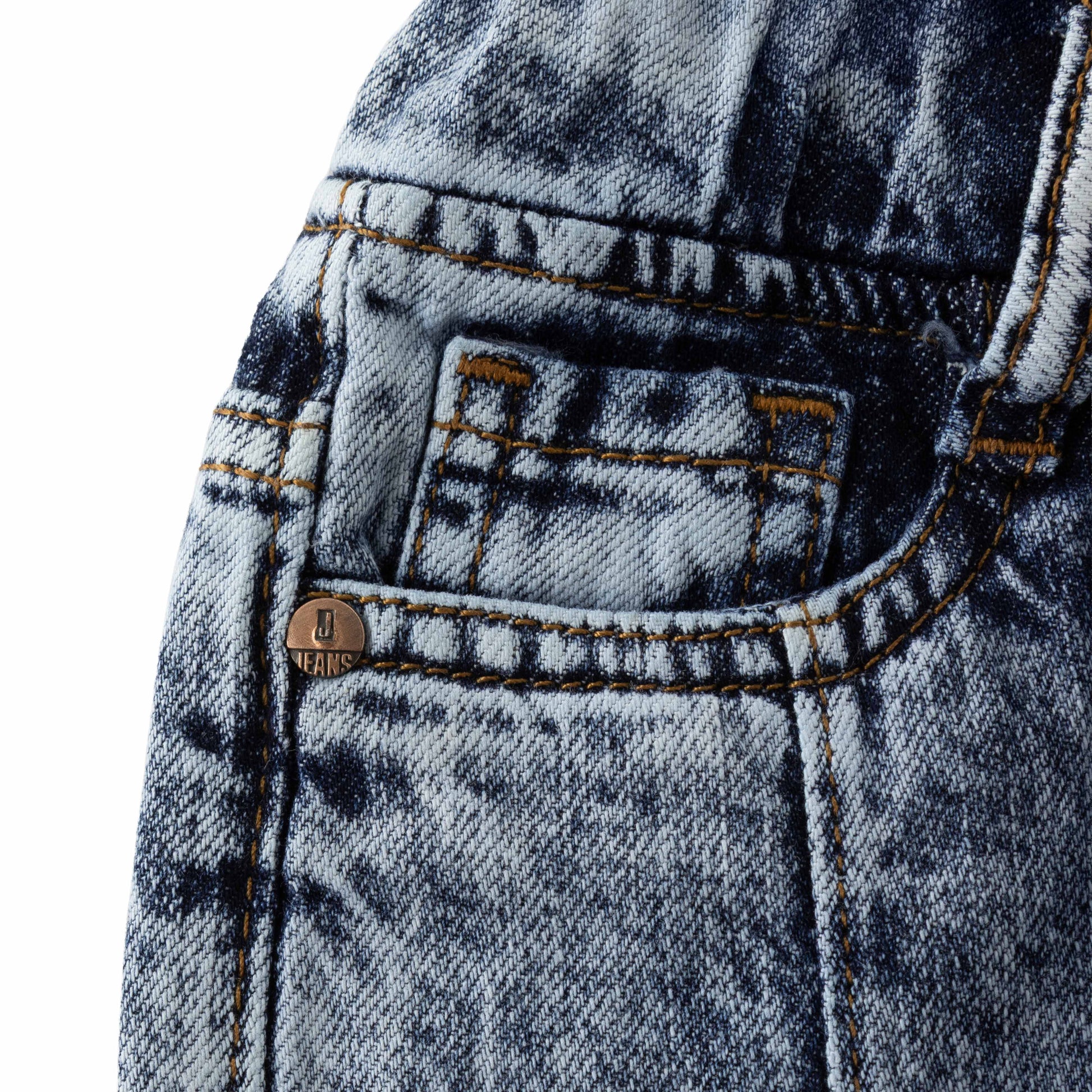 "Baby Boys Light Wash Denim Jeans with Front Seam & Elastic Waistband"
