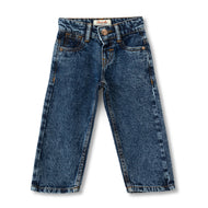 "Baby Boys Classic Dark Wash Denim Jeans with Button Closure"