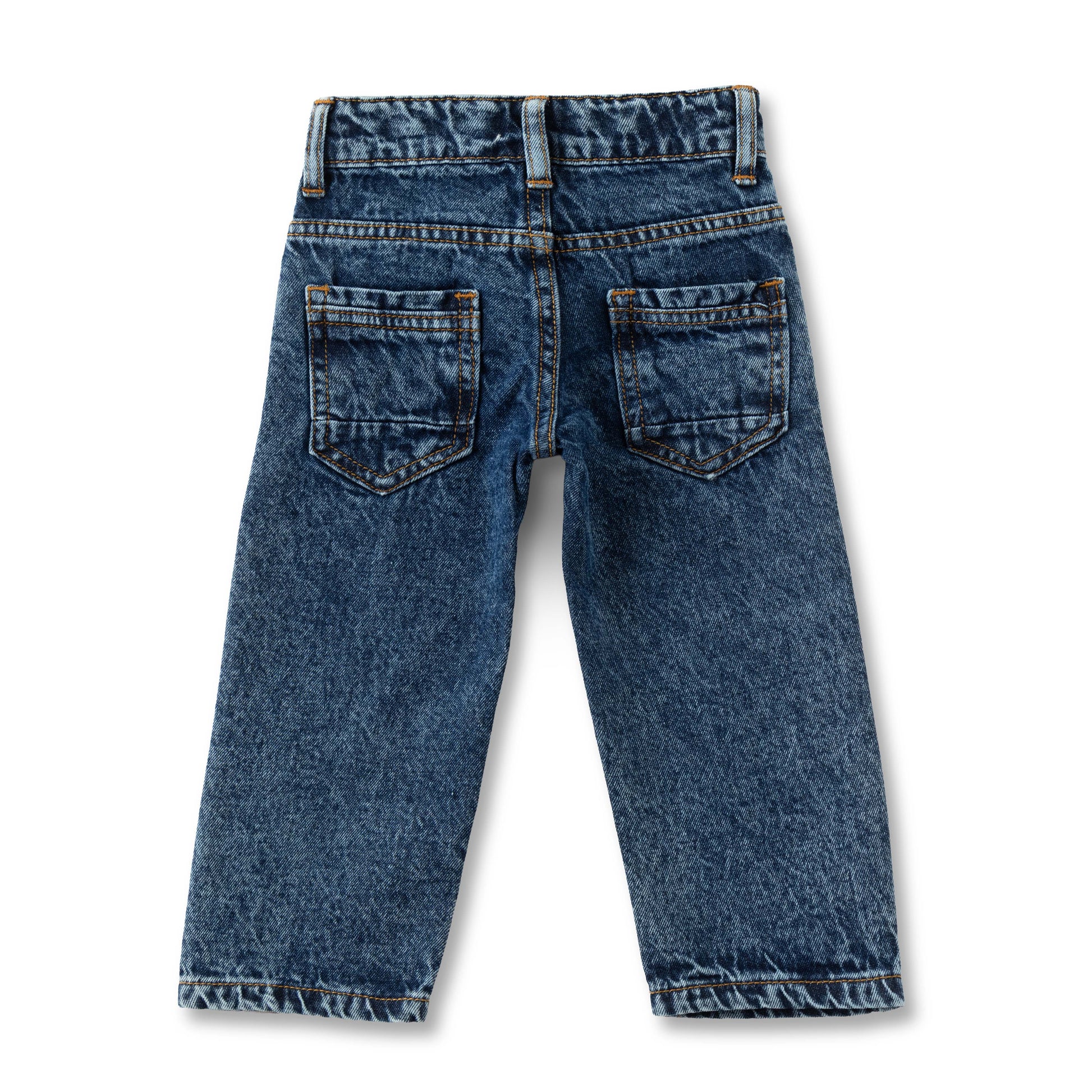 "Baby Boys Classic Dark Wash Denim Jeans with Button Closure"
