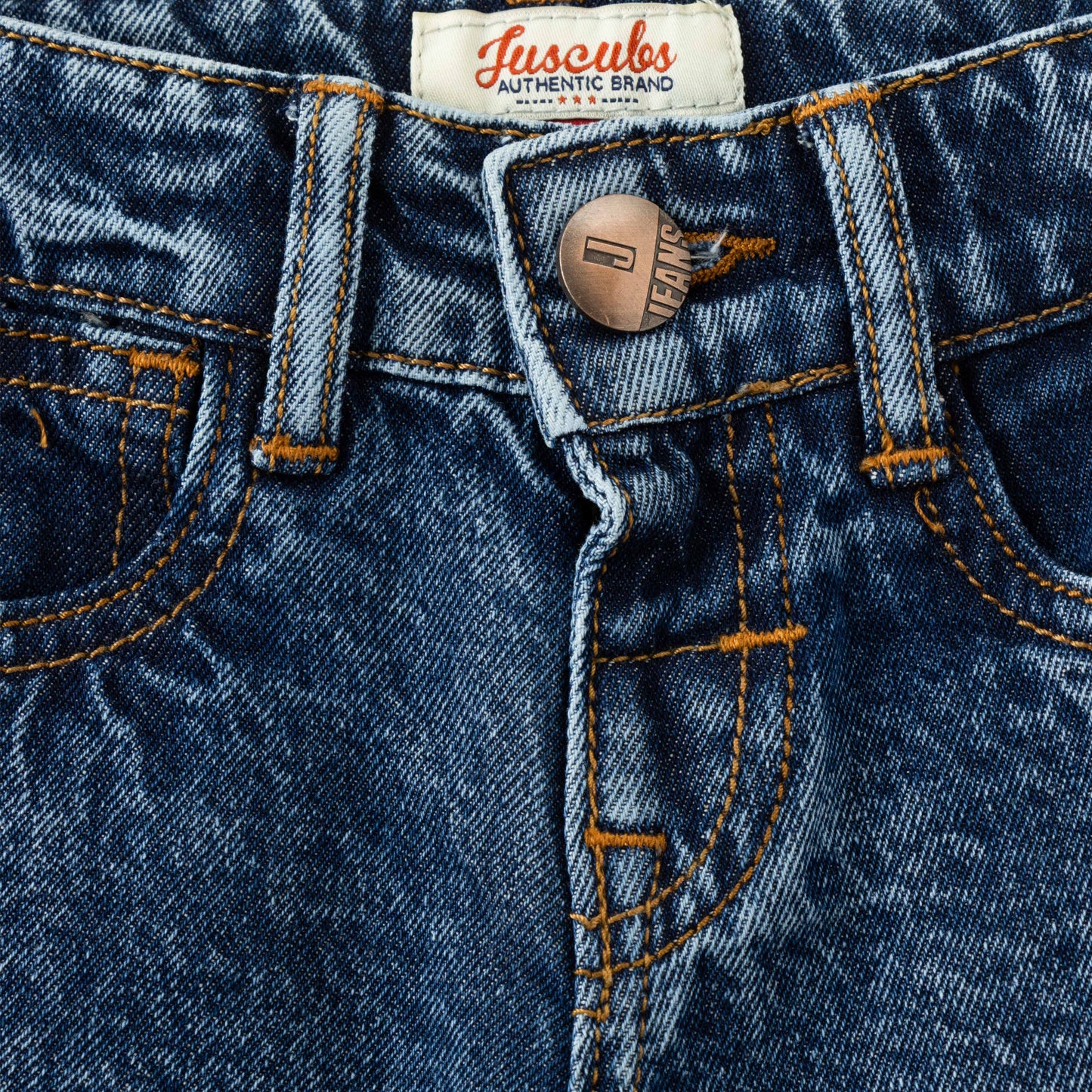 "Baby Boys Classic Dark Wash Denim Jeans with Button Closure"