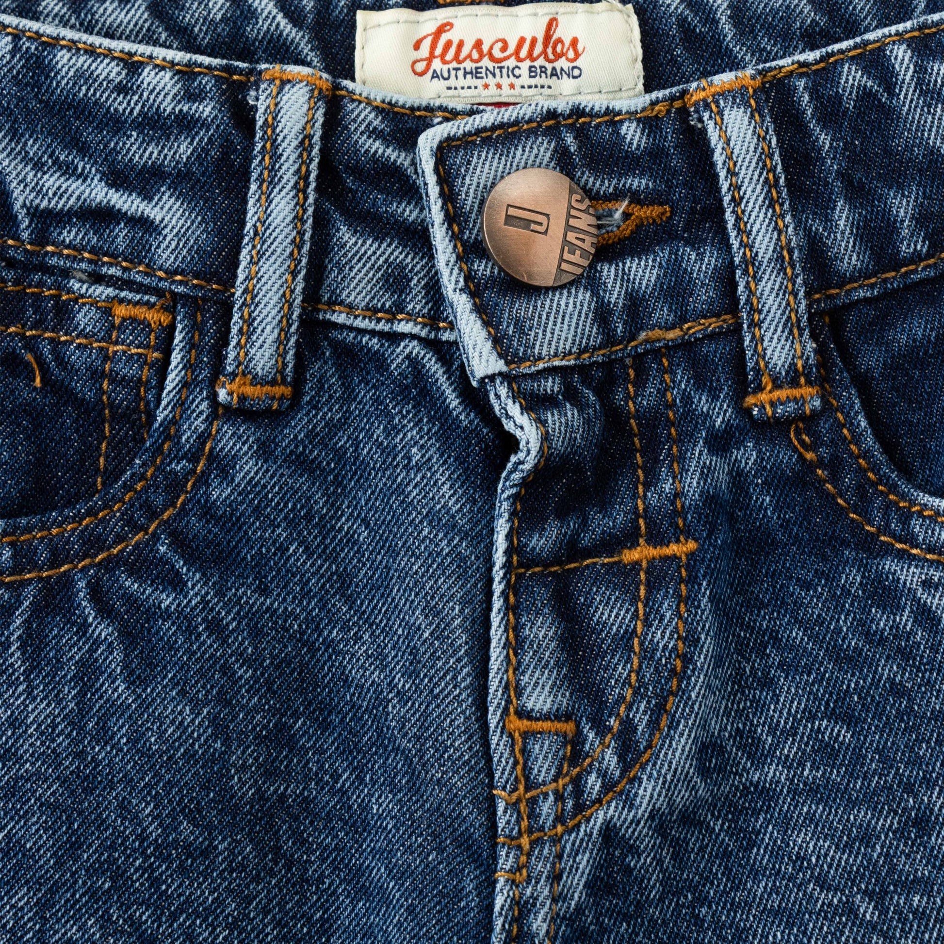 "Baby Boys Classic Dark Wash Denim Jeans with Button Closure"