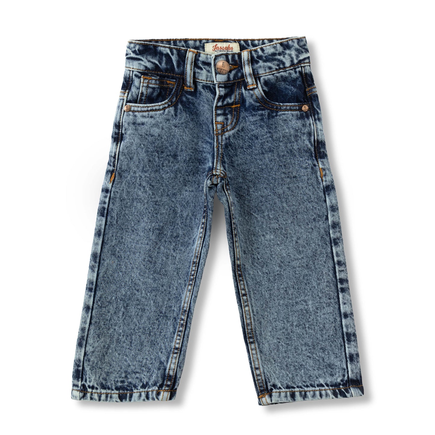 "Baby Boys Light Wash Straight Fit Denim Jeans with Button Closure"