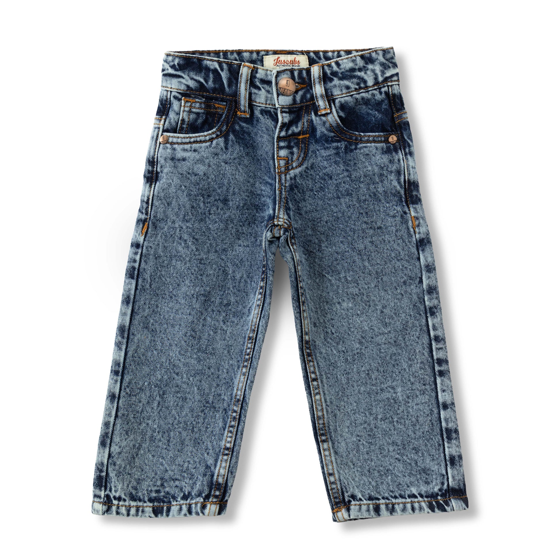 "Baby Boys Light Wash Straight Fit Denim Jeans with Button Closure"