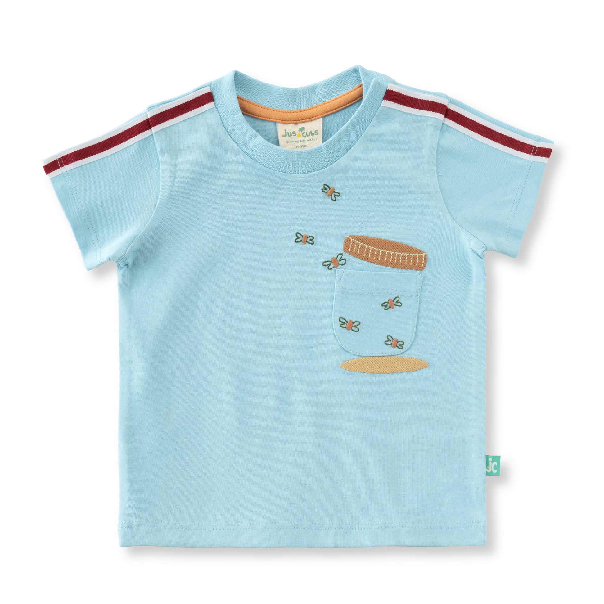 "Baby Boys Aqua Blue Butterfly Jar Print T-Shirt & Navy Blue Cotton Shorts Set"