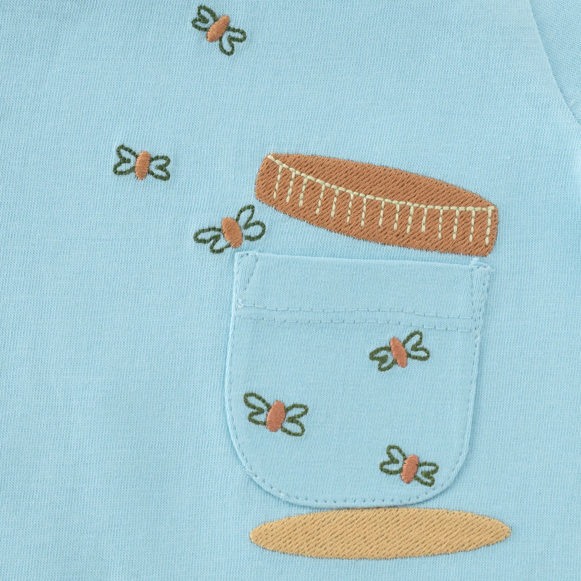 "Baby Boys Aqua Blue Butterfly Jar Print T-Shirt & Navy Blue Cotton Shorts Set"