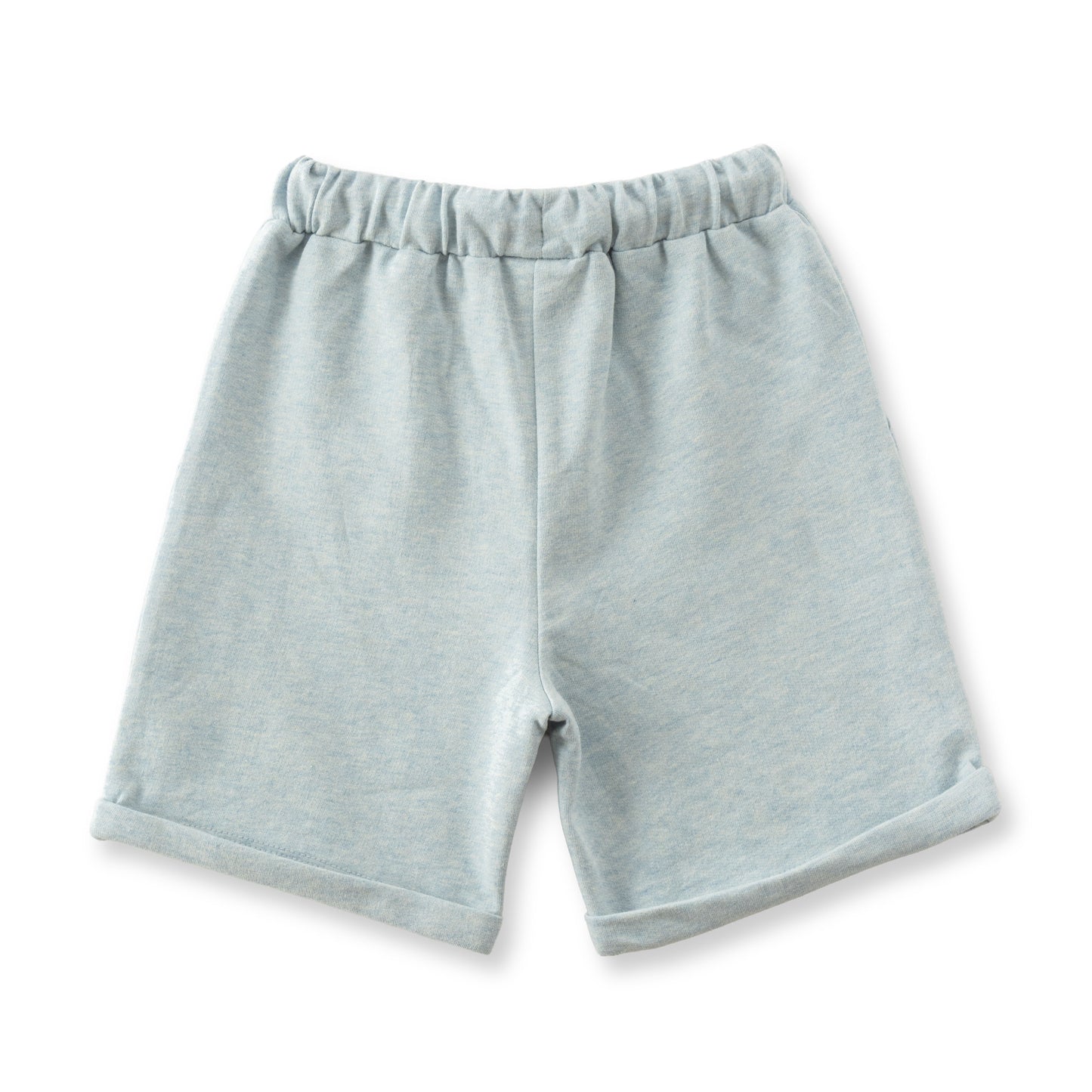 "Boys Light Blue Cotton Knit Shorts – Soft & Comfy with Drawstring Waist"