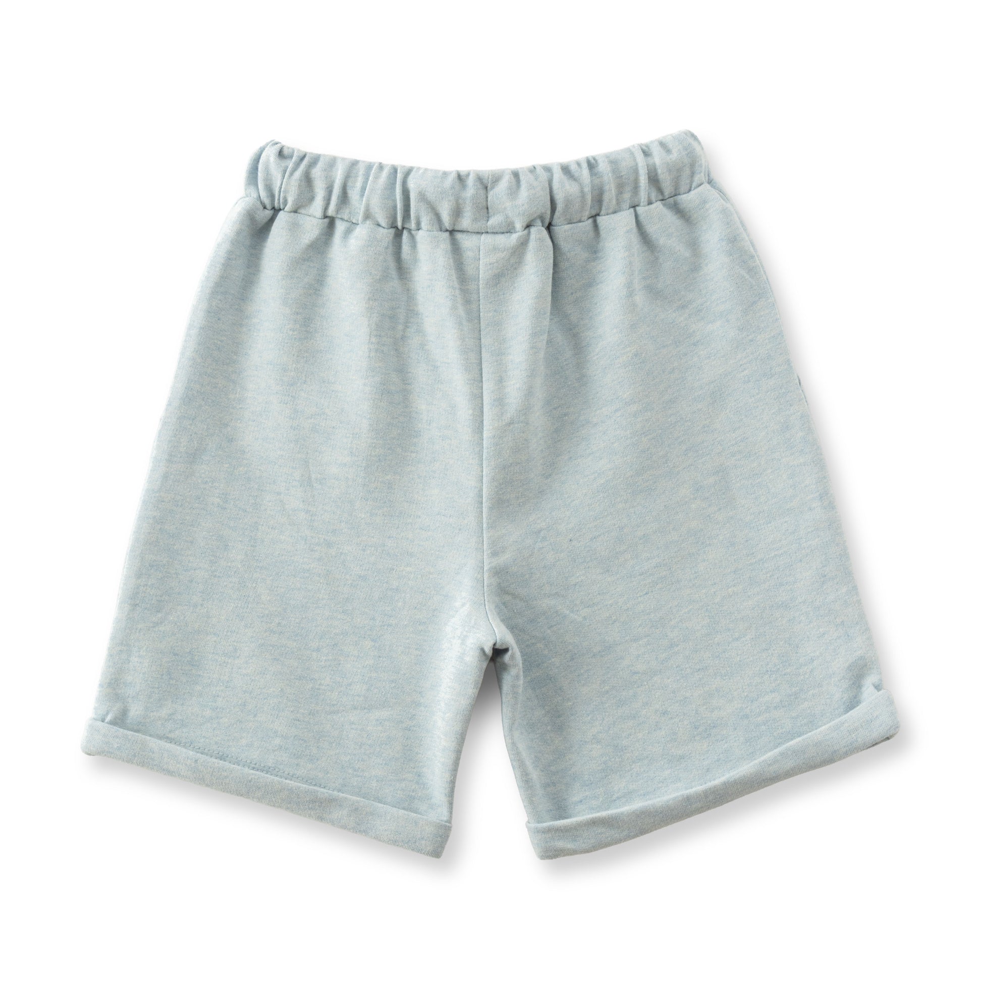 "Boys Light Blue Cotton Knit Shorts – Soft & Comfy with Drawstring Waist"