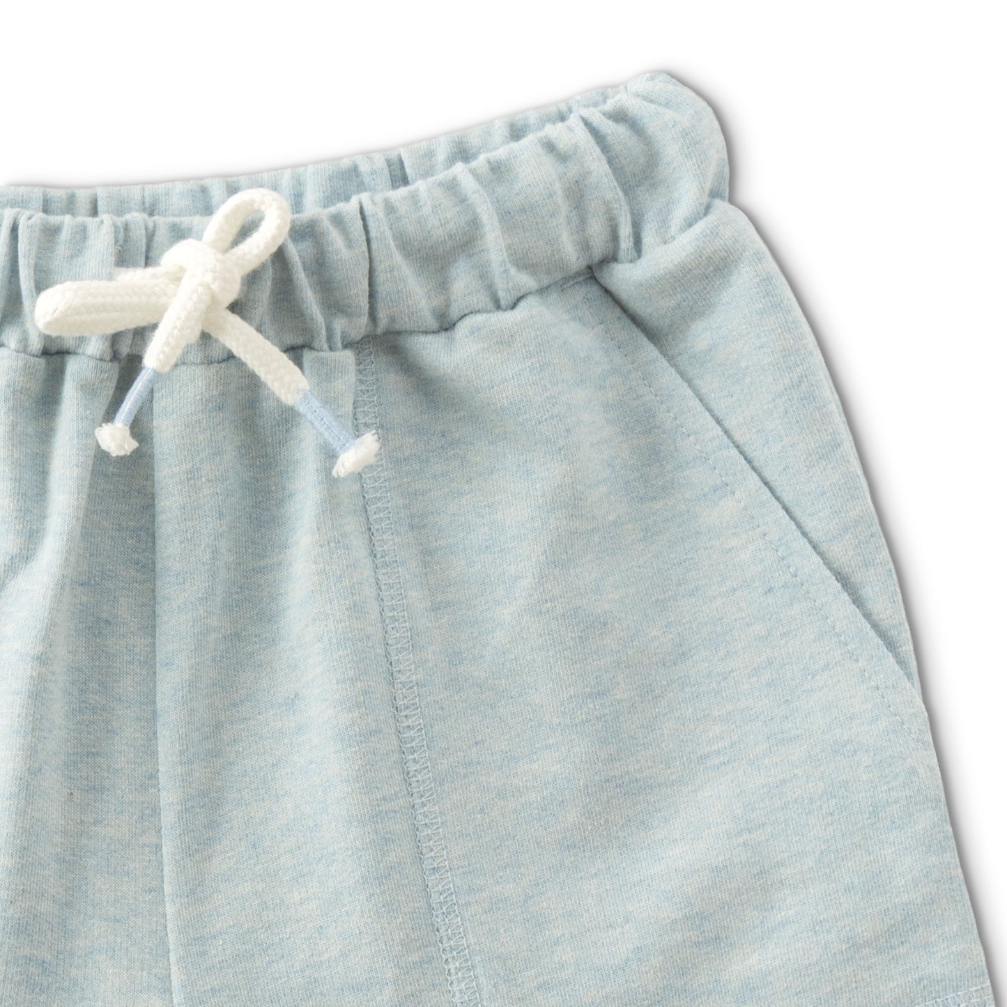 "Boys Light Blue Cotton Knit Shorts – Soft & Comfy with Drawstring Waist"