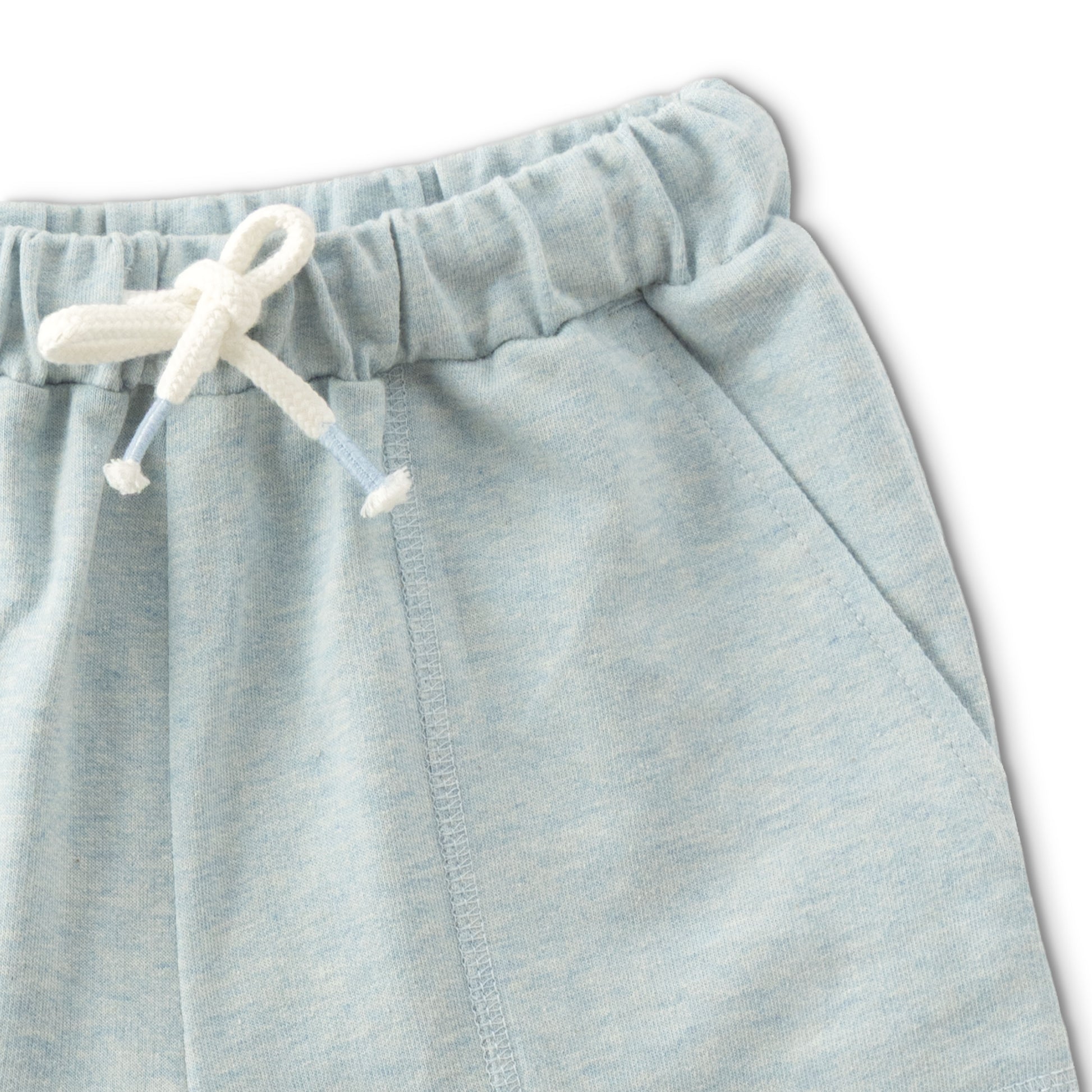"Boys Light Blue Cotton Knit Shorts – Soft & Comfy with Drawstring Waist"