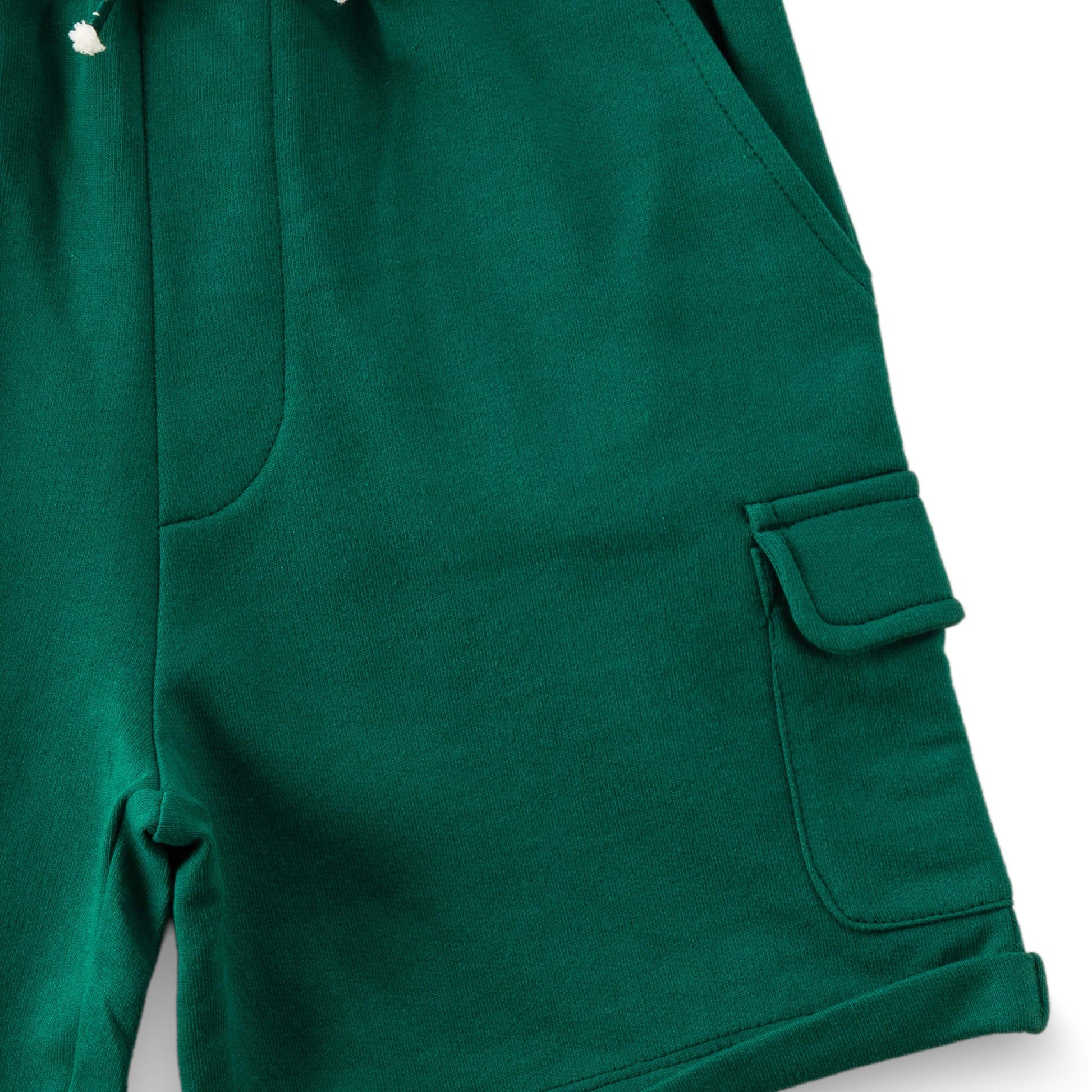 "Boys' Teal Cotton Cargo Shorts with Drawstring Waist – Casual Wear"