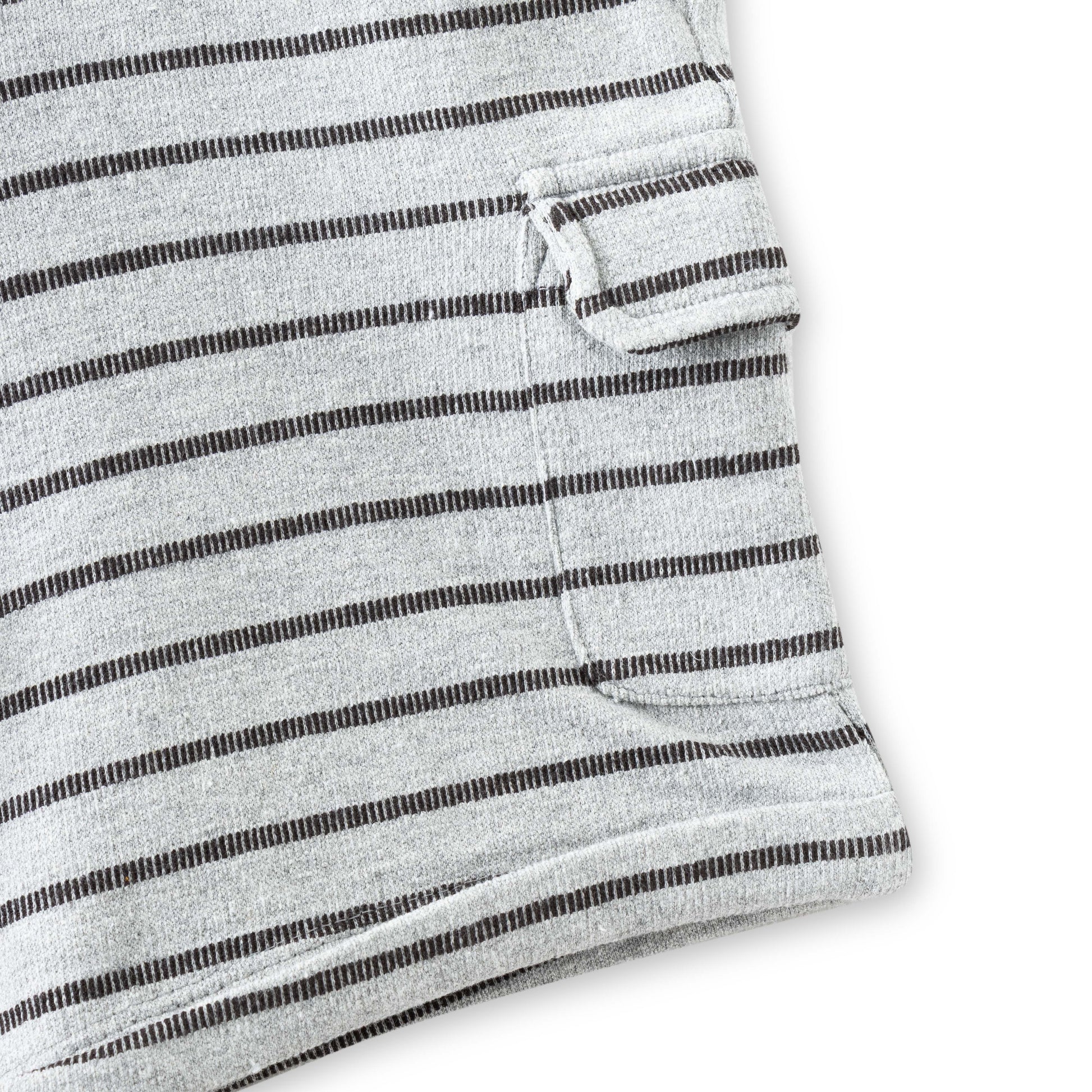 "Boys' Grey & Black Striped Cotton Cargo Shorts with Drawstring – Casual Wear"