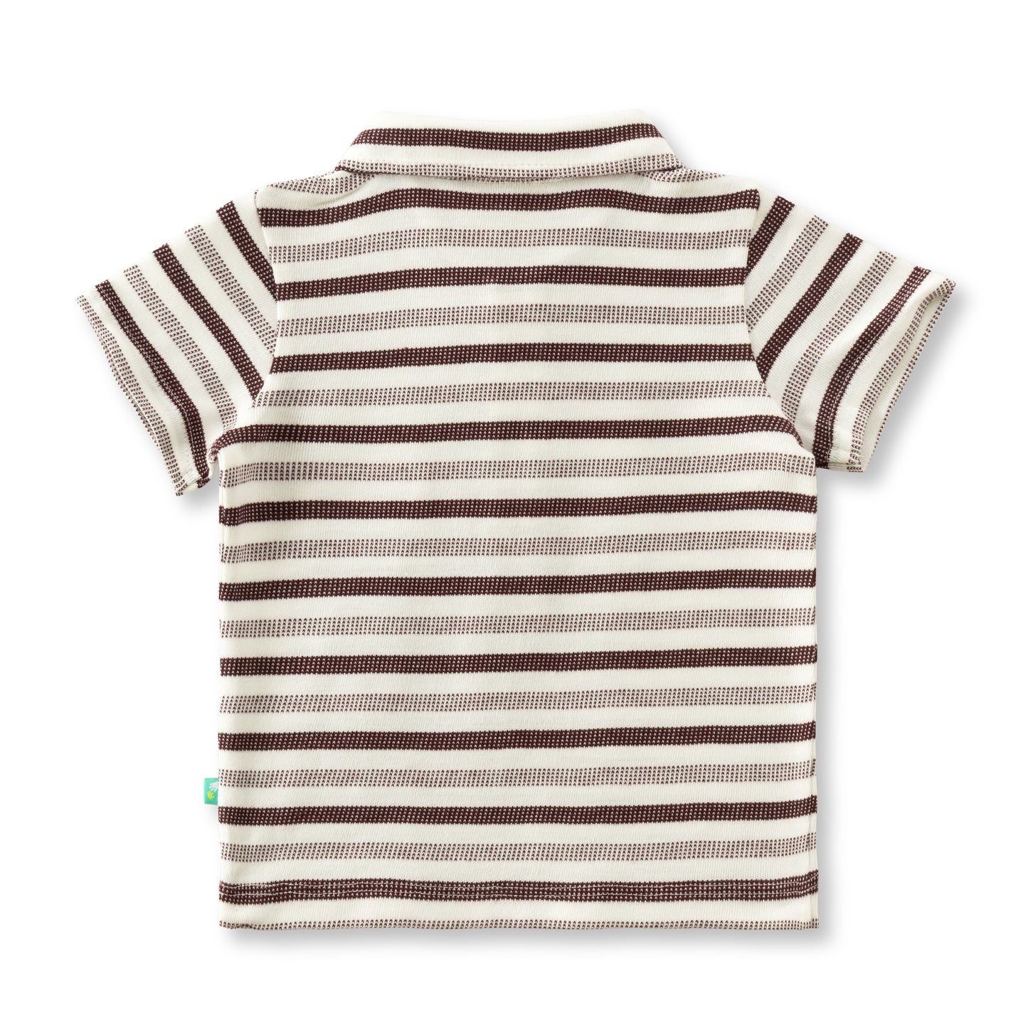 "Boys' Maroon & Cream Striped Polo T-Shirt with Pocket – Cotton Casual Wear"