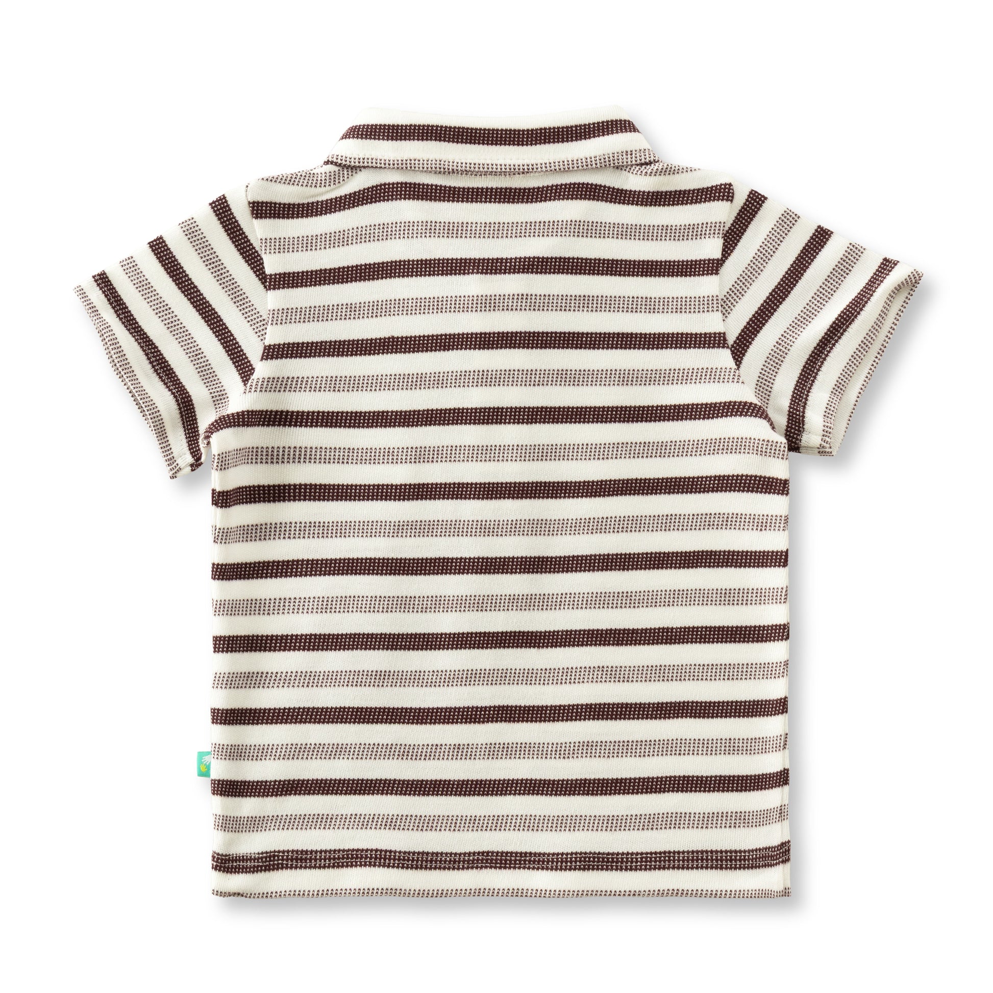 "Boys' Maroon & Cream Striped Polo T-Shirt with Pocket – Cotton Casual Wear"