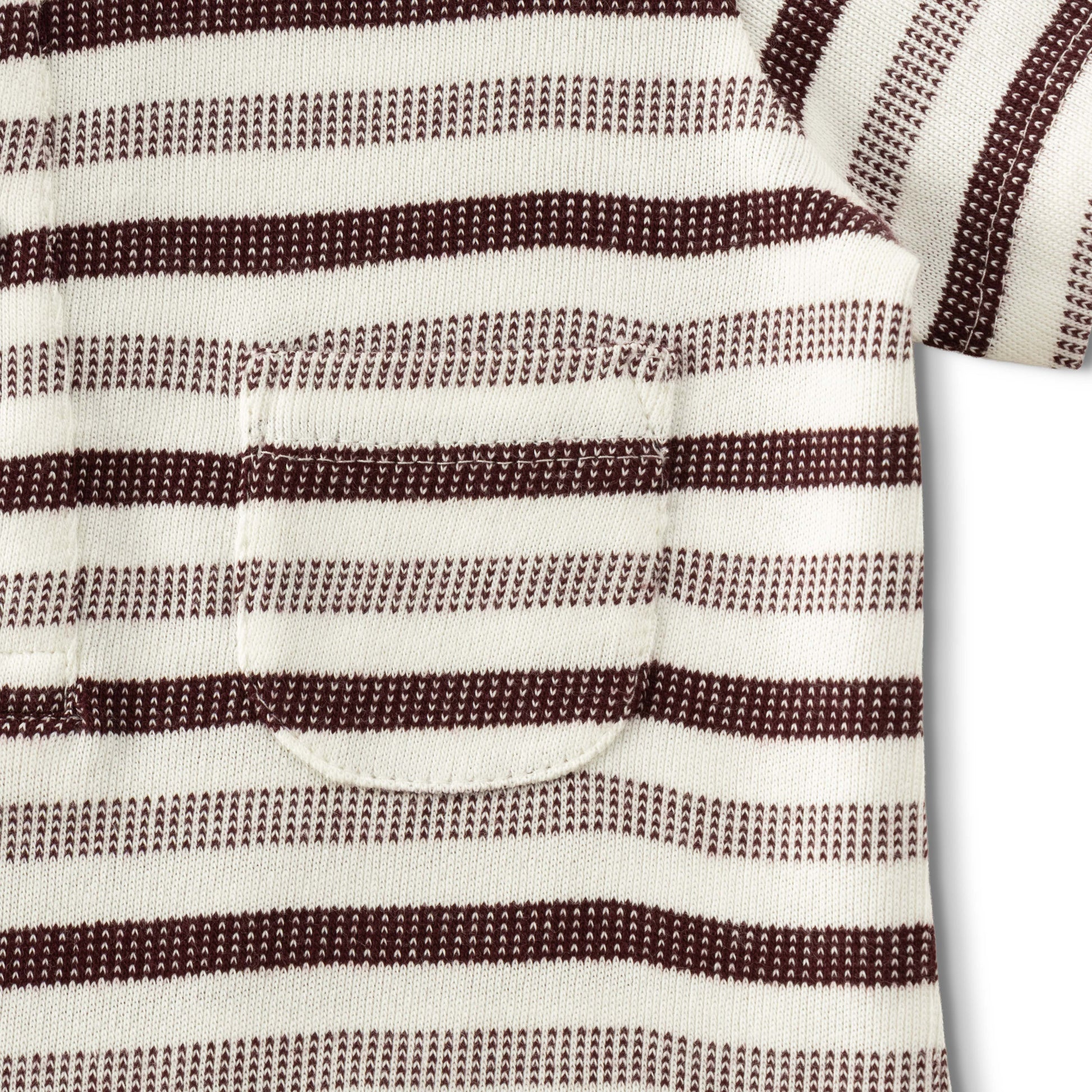 "Boys' Maroon & Cream Striped Polo T-Shirt with Pocket – Cotton Casual Wear"