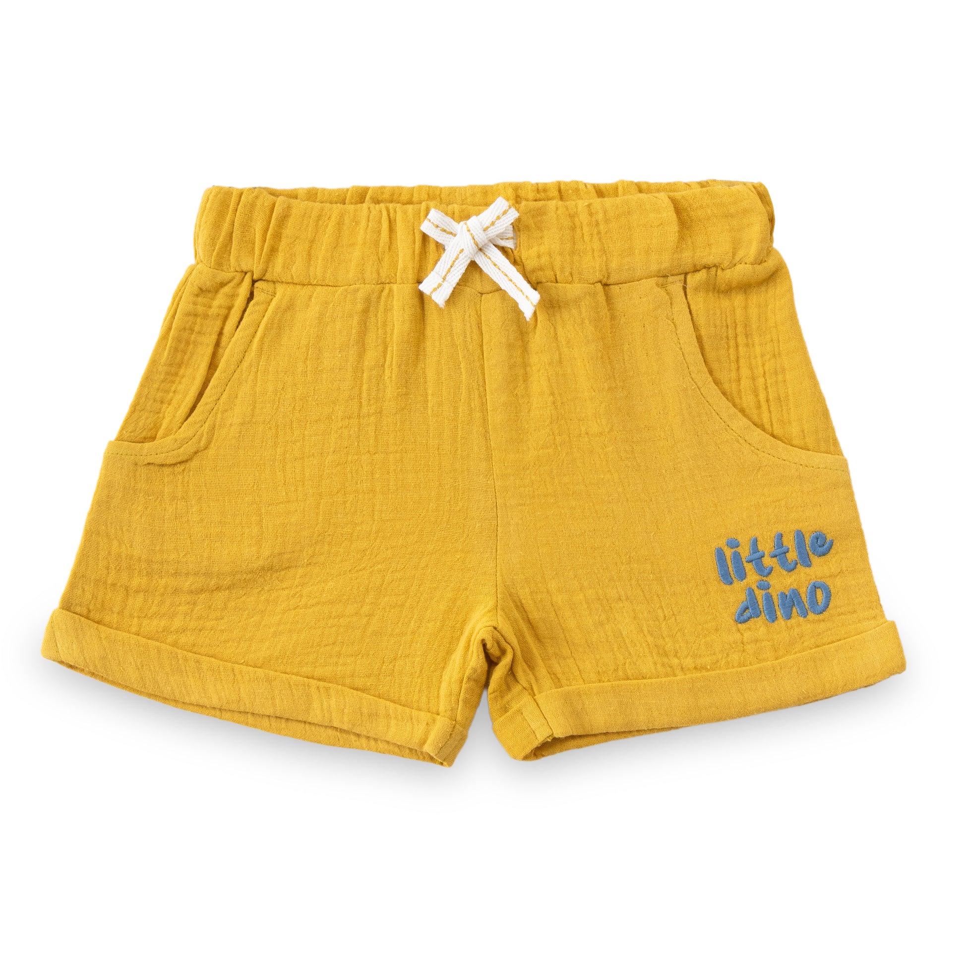 "Baby Boys Mustard Yellow Dino Print Polo Shirt & Shorts Co-ord Set"