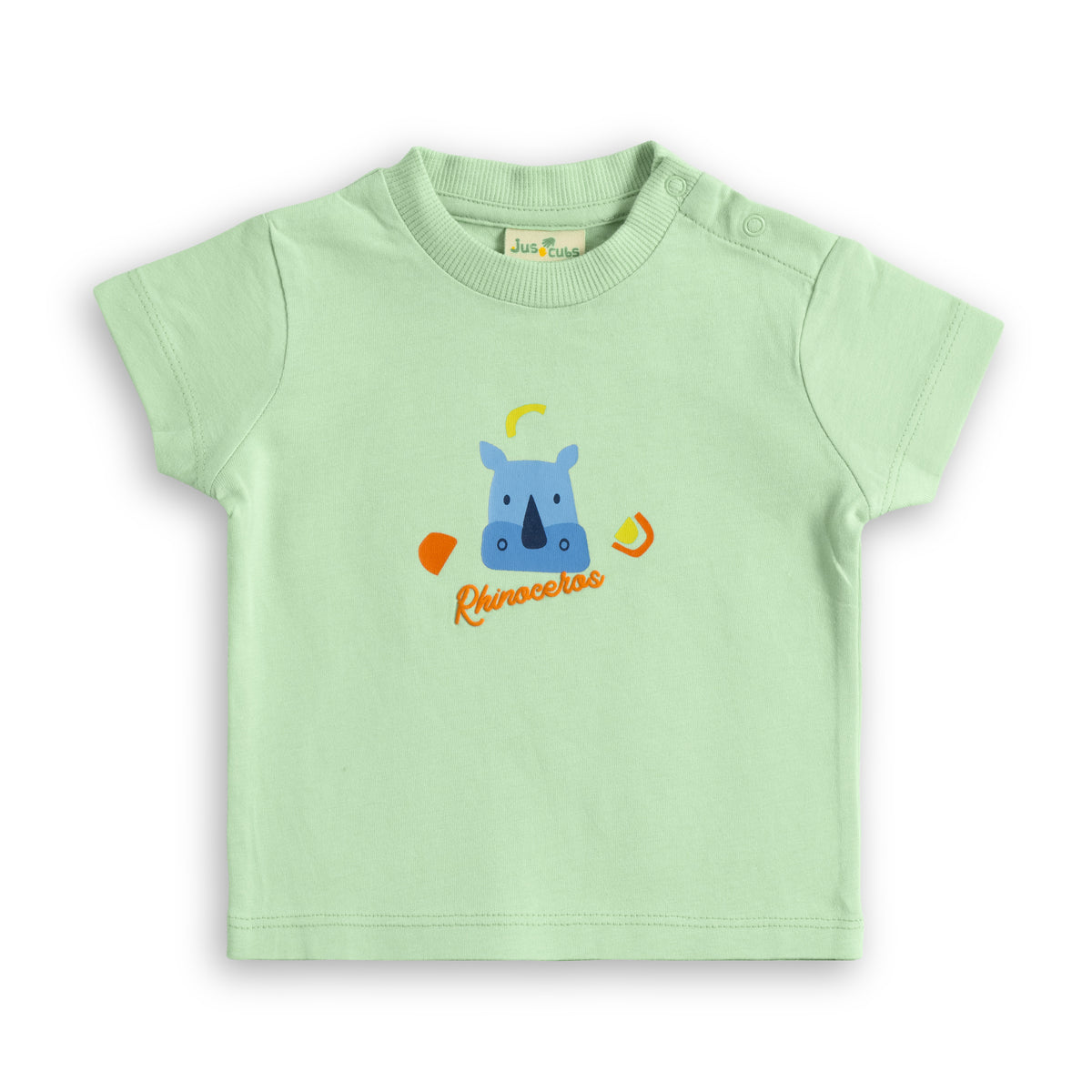 JusCubs Baby Boys Rhino Print T-Shirt & Shorts Co-Ord Set – Green & Navy Blue