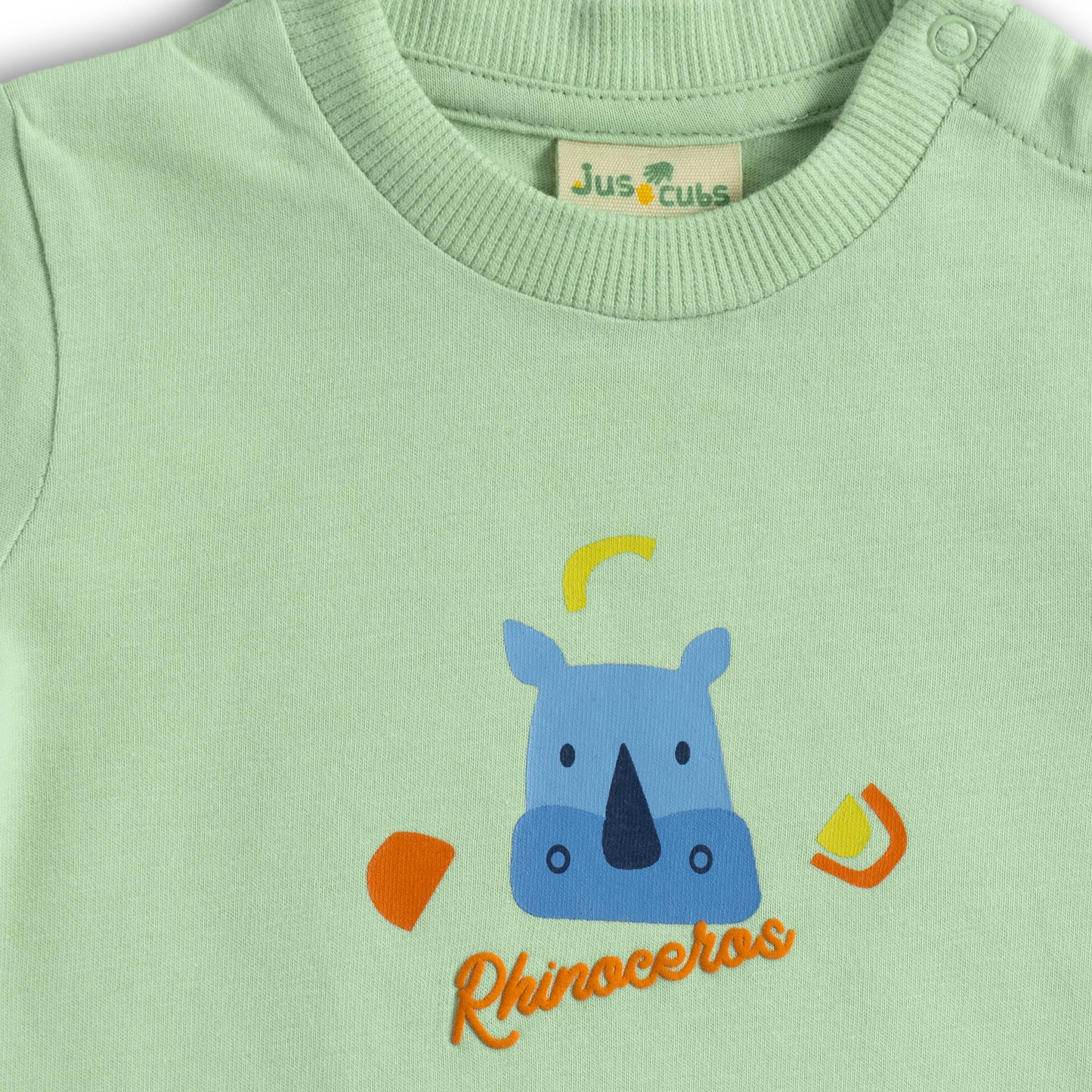 "Baby Boys’ Mint Green Rhinoceros Print T-Shirt & Navy Shorts Set"