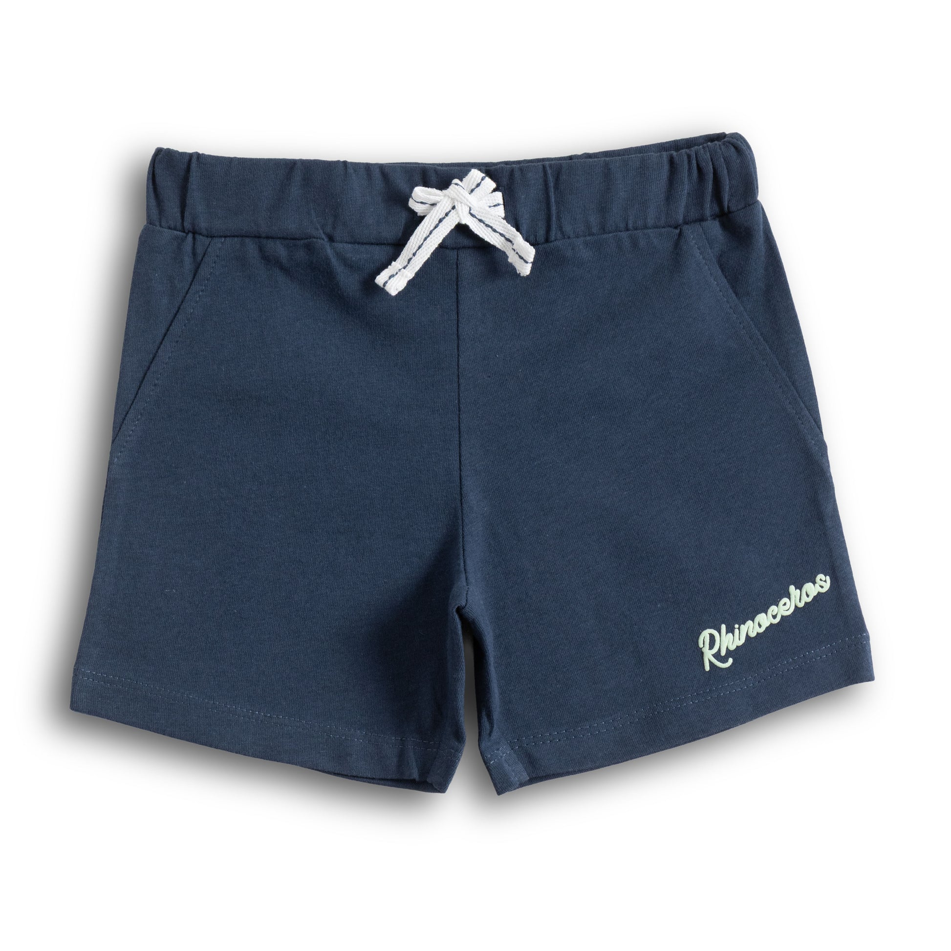 "Baby Boys’ Mint Green Rhinoceros Print T-Shirt & Navy Shorts Set"