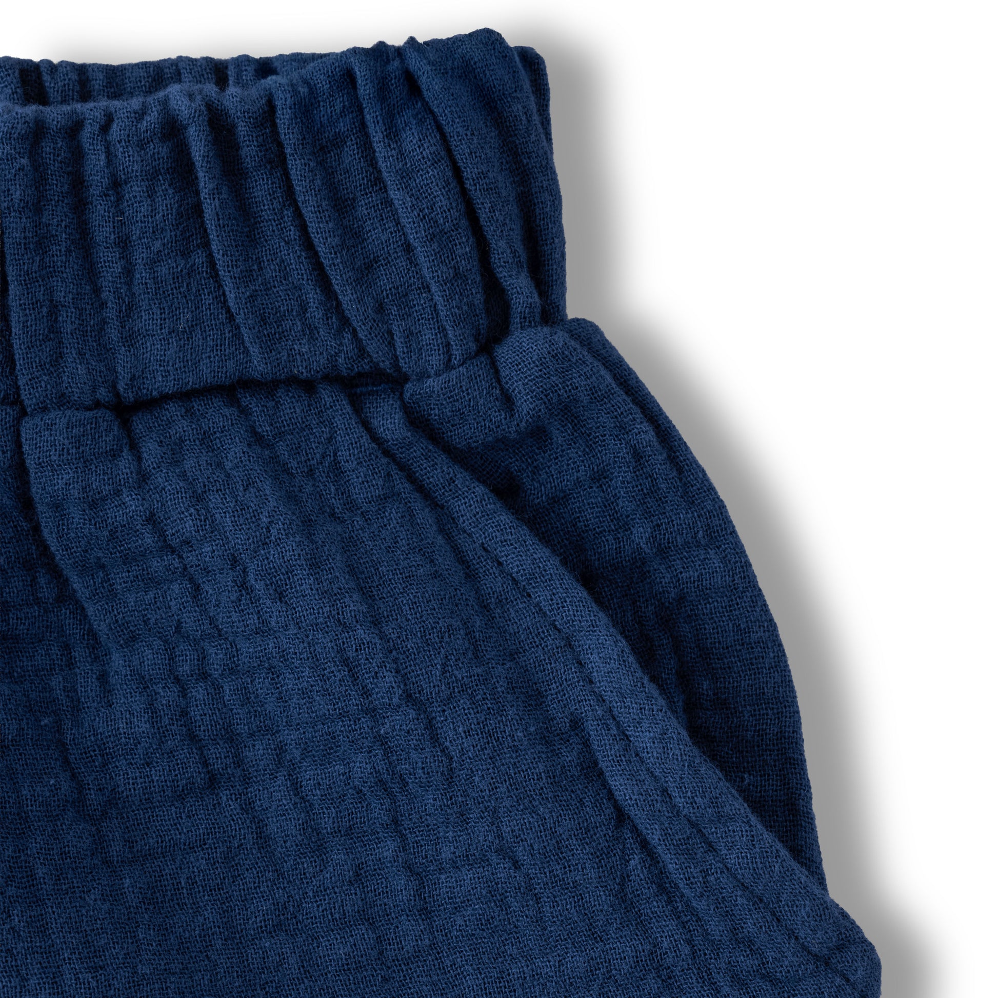“Boys Cotton Muslin Mandarin Collar Shirt & Shorts Set – Navy Blue”
