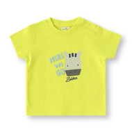 JusCubs Baby Boys Zebra Print T-Shirt & Shorts Co-Ord Set – Lime Yellow & Navy Blue