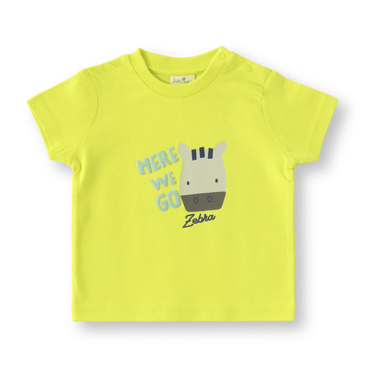 JusCubs Baby Boys Zebra Print T-Shirt & Shorts Co-Ord Set – Lime Yellow & Navy Blue