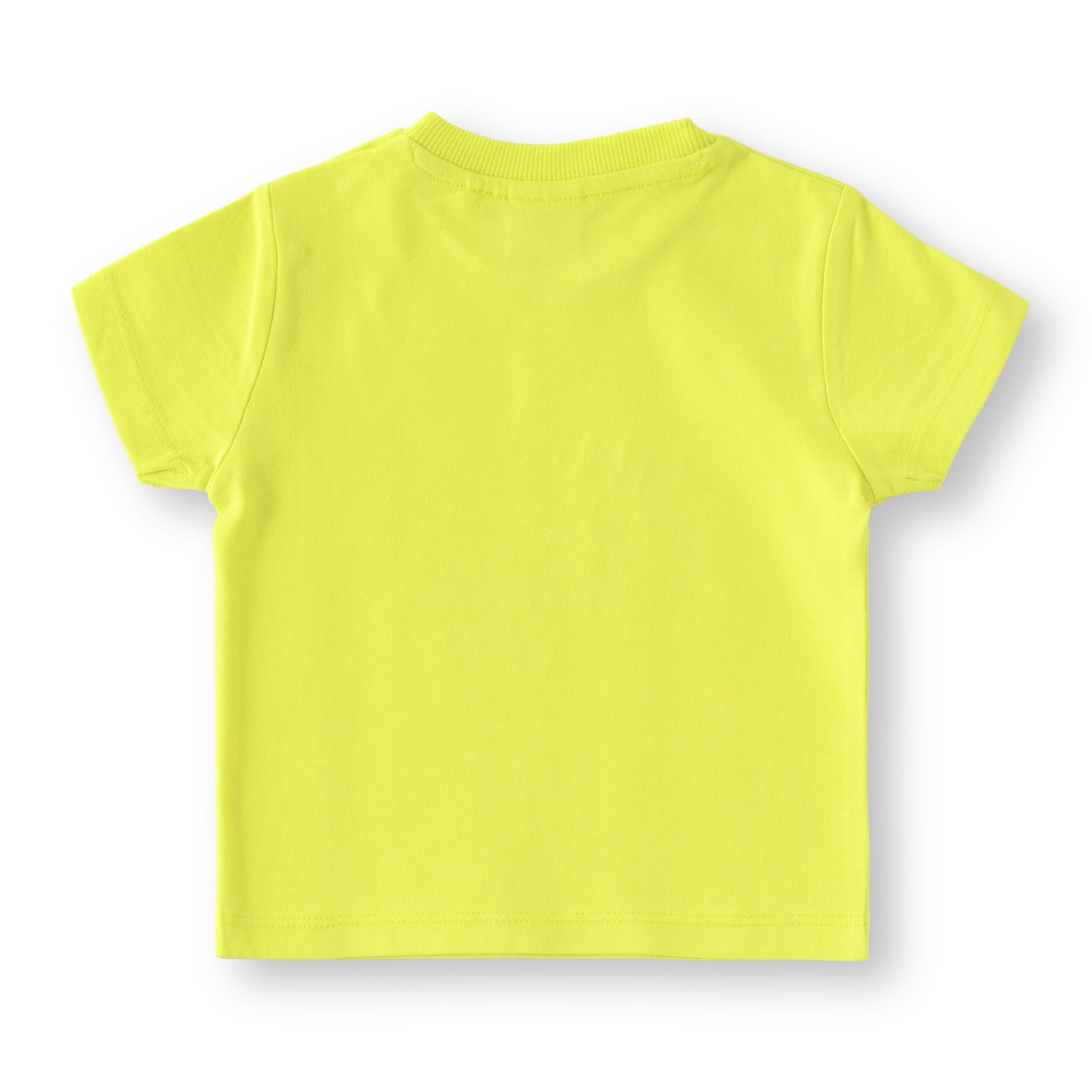 “Baby Boys Cotton T-Shirt & Shorts Set – Neon Green Zebra Print Top with Navy Bottoms”
