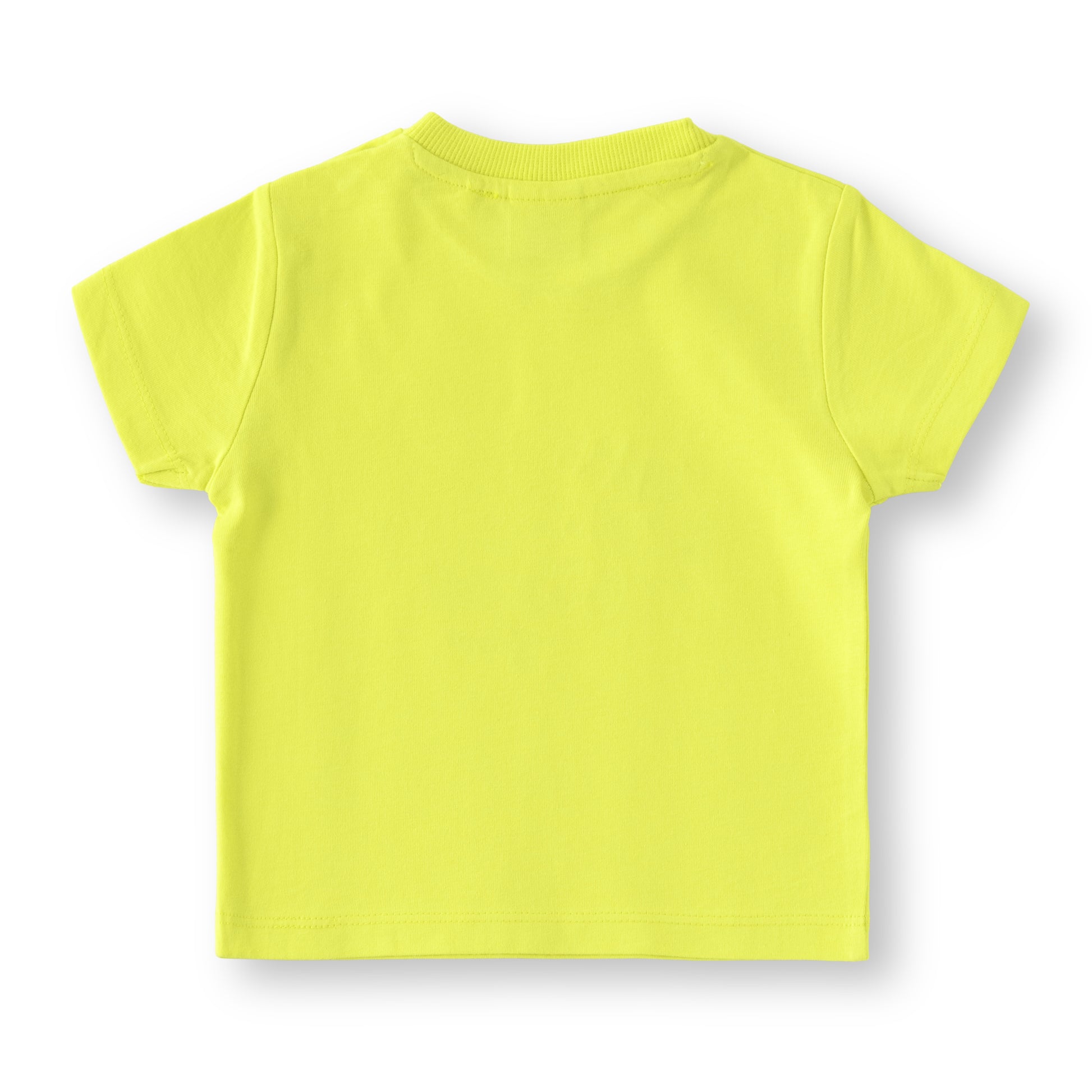 “Baby Boys Cotton T-Shirt & Shorts Set – Neon Green Zebra Print Top with Navy Bottoms”