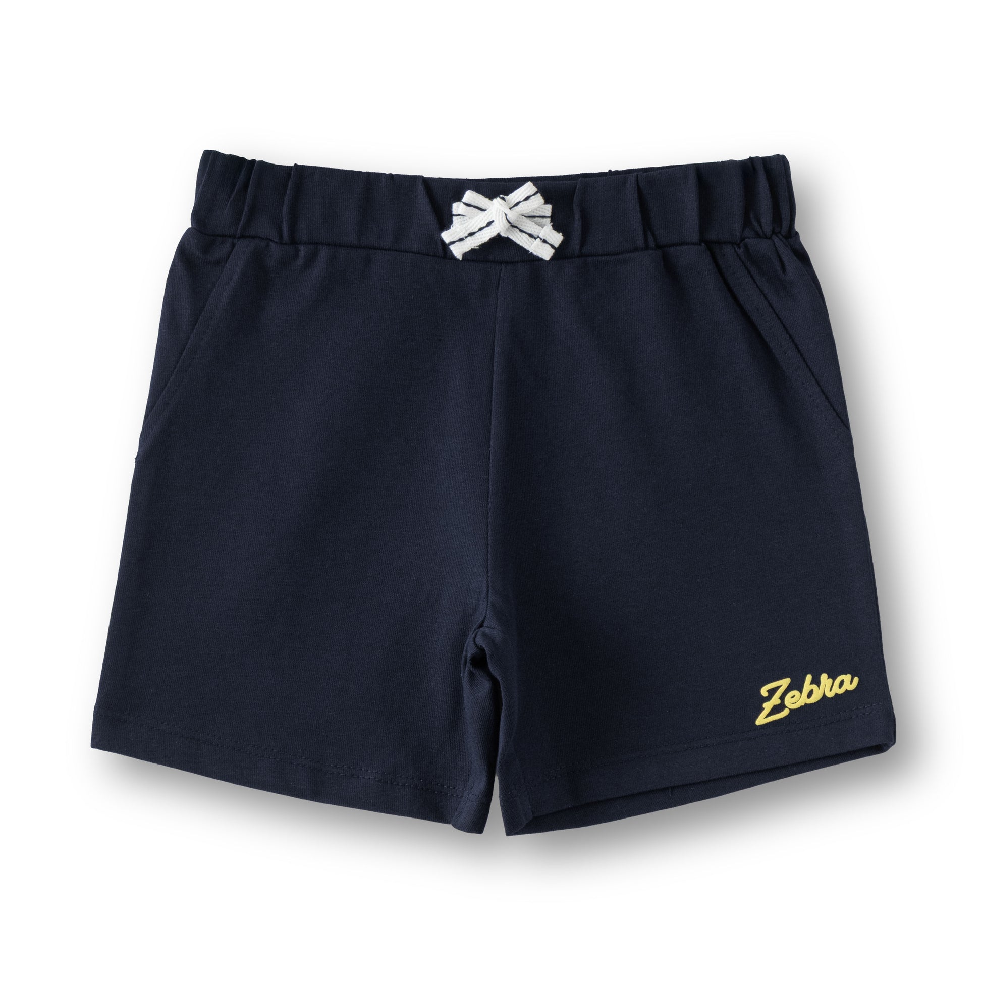 “Baby Boys Cotton T-Shirt & Shorts Set – Neon Green Zebra Print Top with Navy Bottoms”