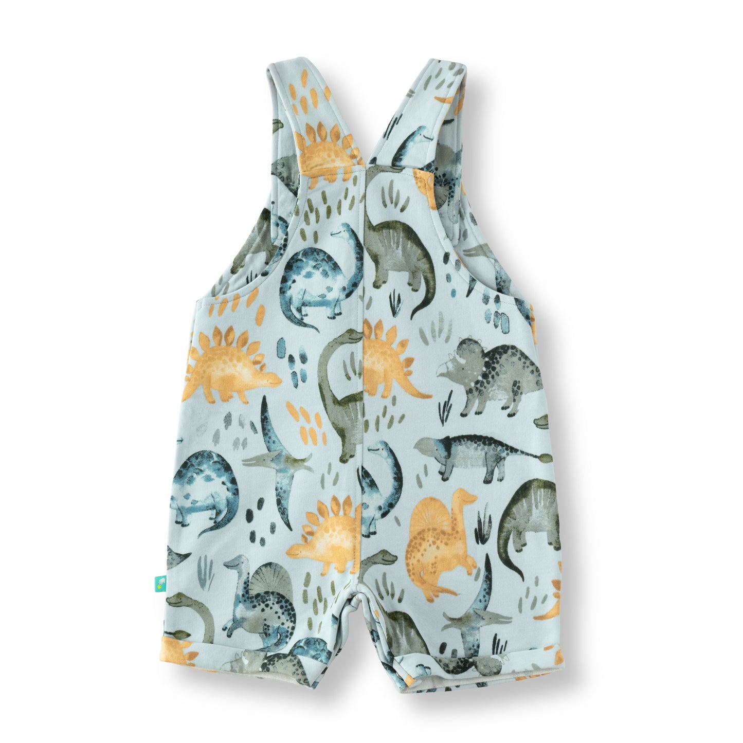 “Baby Boys Cotton Dungaree with Inner T-Shirt – Blue Dinosaur Print”