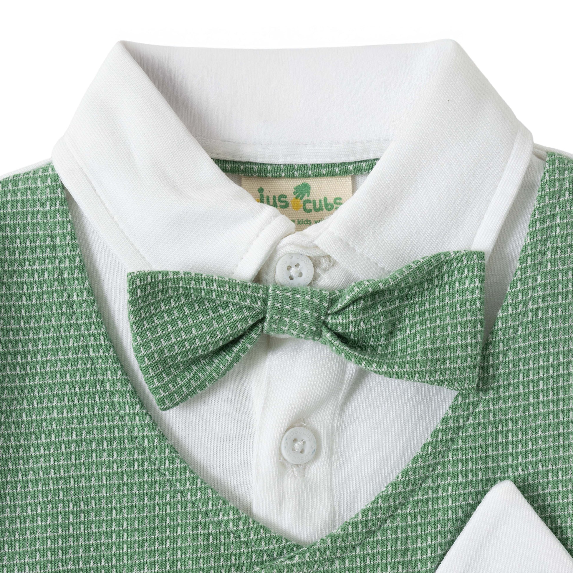 Baby Boys Green Party Wear 3-Piece Set – Shirt, Waistcoat & Bow Tie with Pants