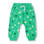 "Baby Boys Comfort Fit Joggers with Colorful Stone Print – Green"
