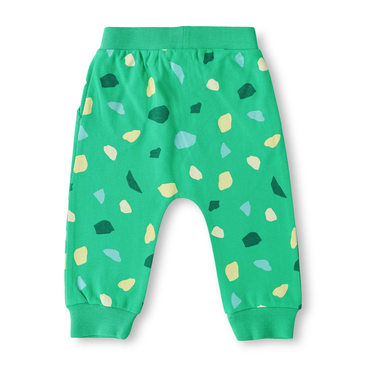 "Baby Boys Comfort Fit Joggers with Colorful Stone Print – Green"