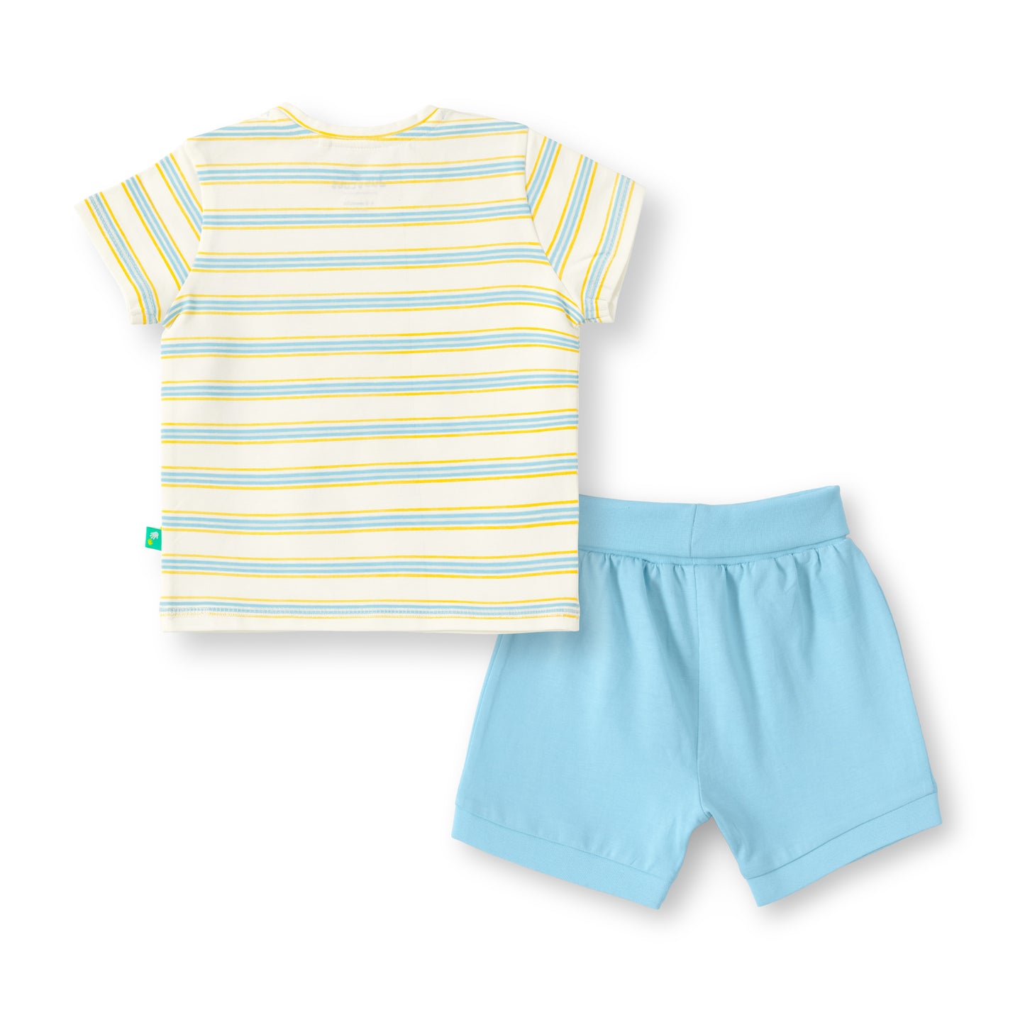 “Baby Boys Cotton Striped Tiger Print T-Shirt & Shorts Set – Blue"