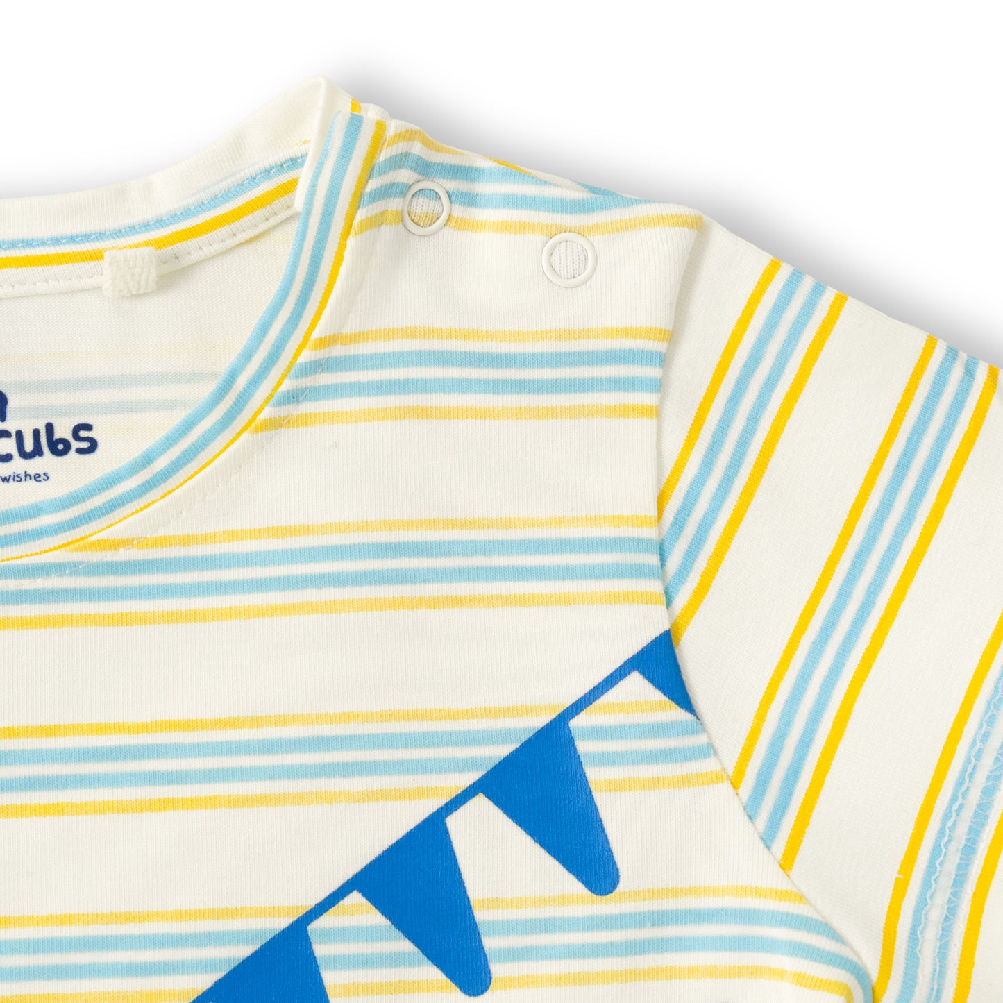“Baby Boys Cotton Striped Tiger Print T-Shirt & Shorts Set – Blue"