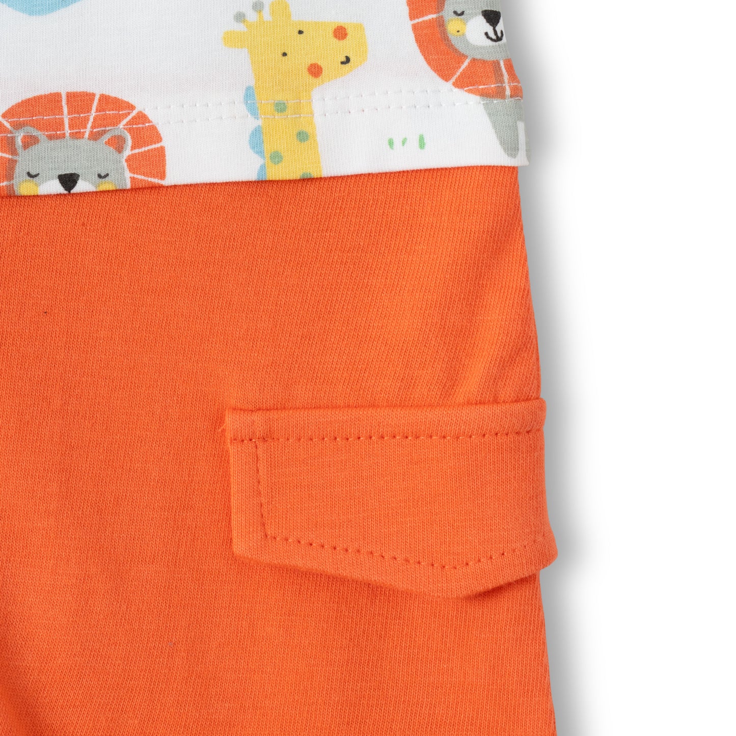 "Baby Baby Boys Cotton Safari Animal Print Romper – Orange"