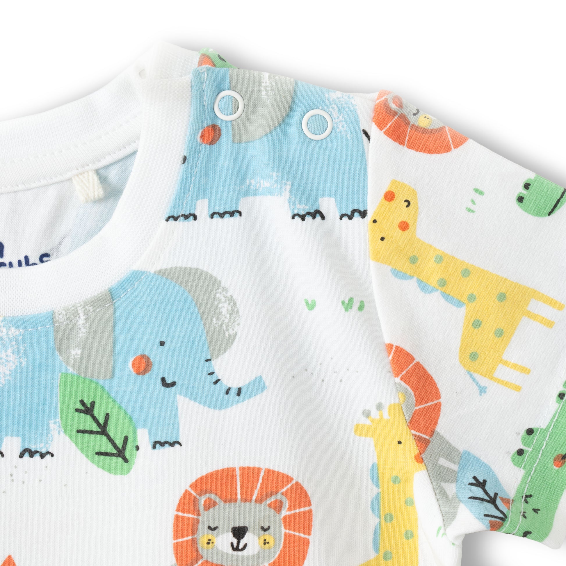 "Baby Baby Boys Cotton Safari Animal Print Romper – Orange"