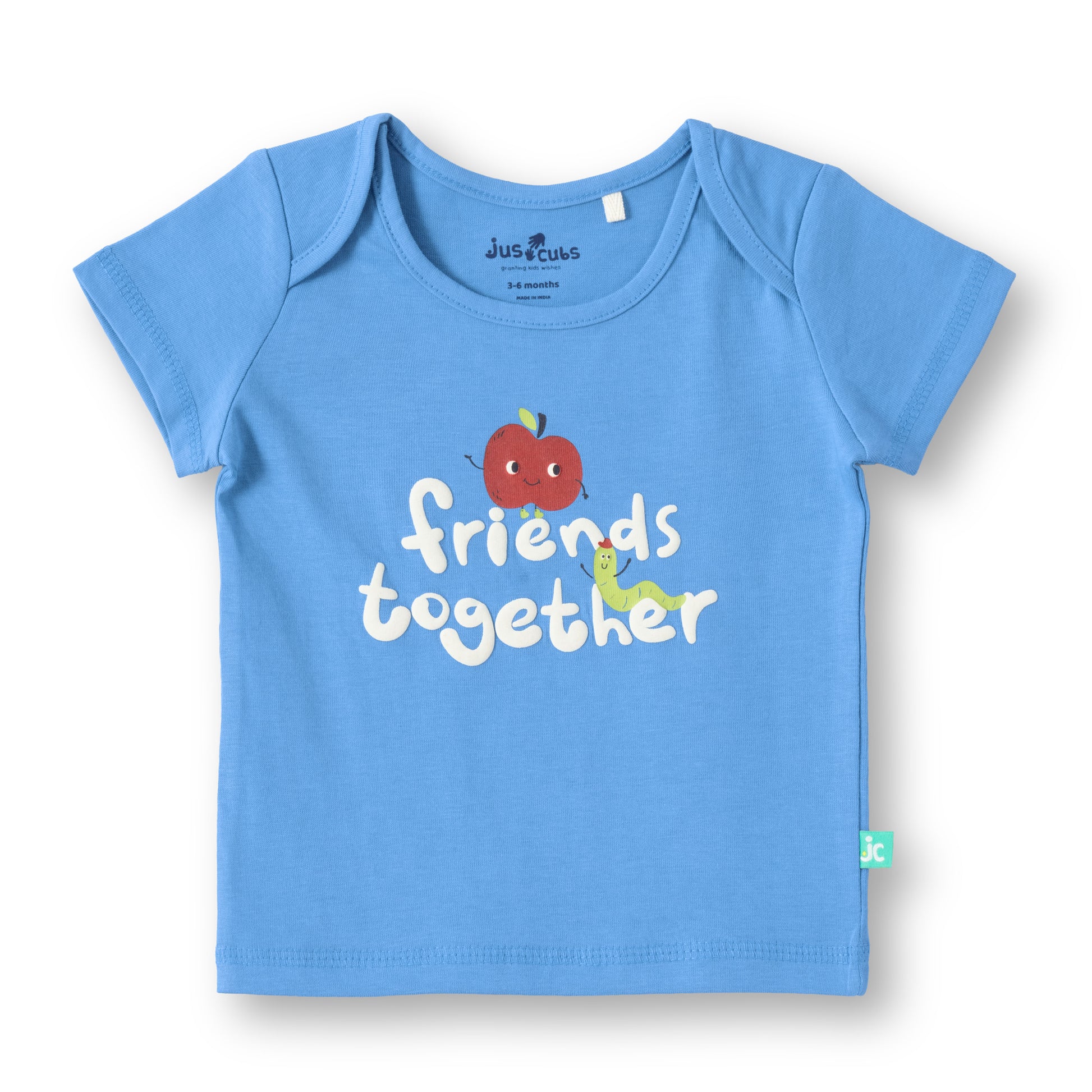 "Baby Boys 2-Pack Cotton T-Shirts – Blue Friends Together Print & White Apple Allover Print
