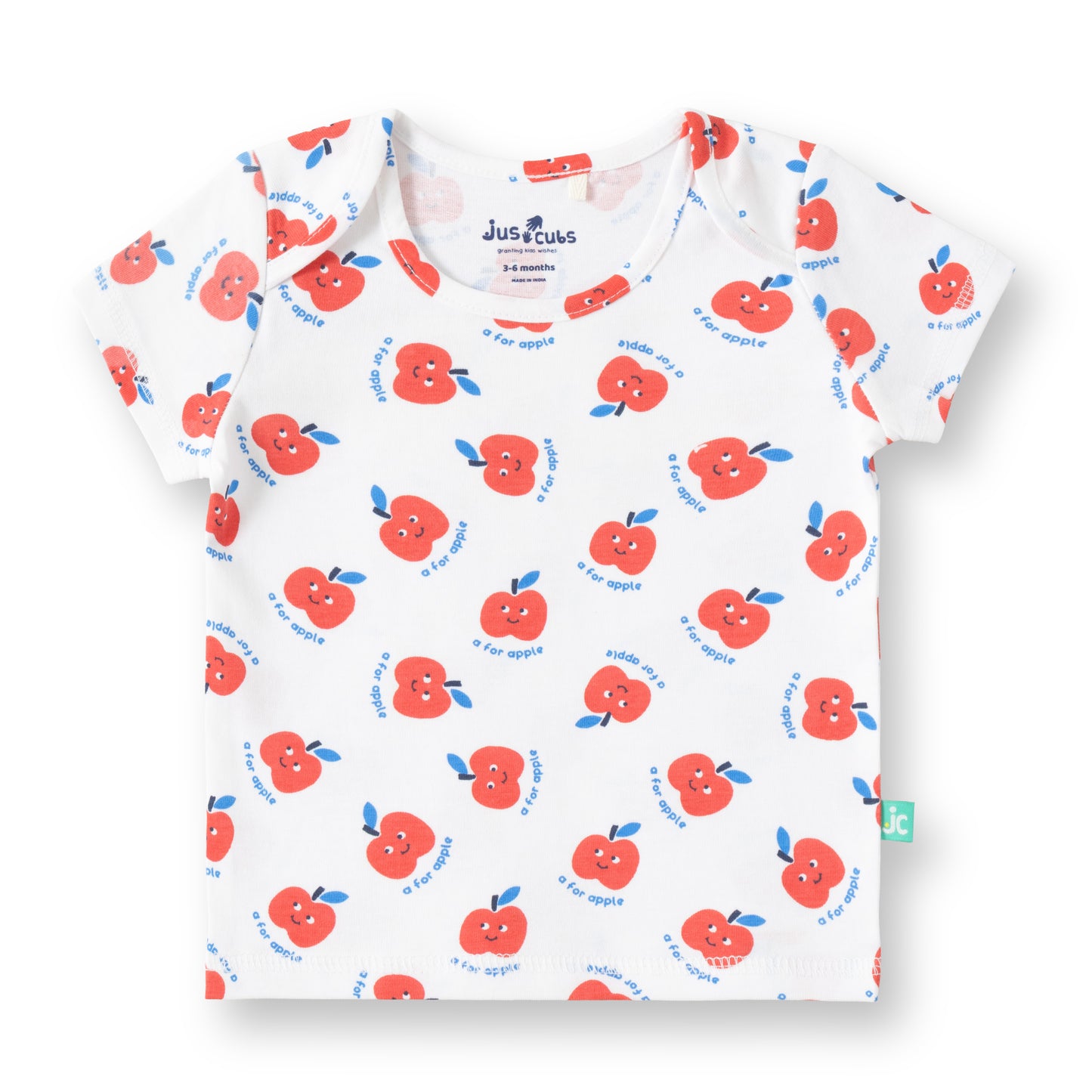 "Baby Boys 2-Pack Cotton T-Shirts – Blue Friends Together Print & White Apple Allover Print