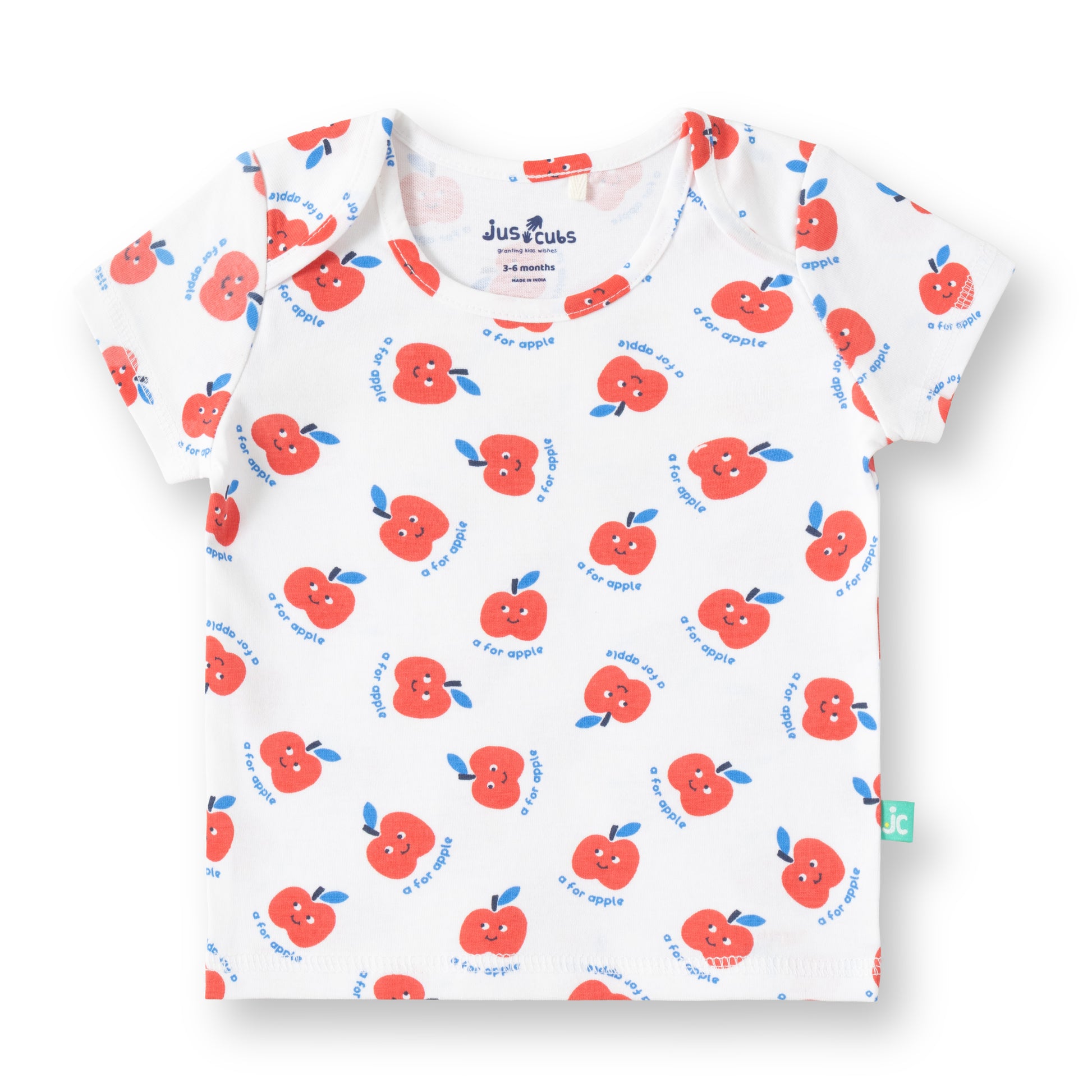 "Baby Boys 2-Pack Cotton T-Shirts – Blue Friends Together Print & White Apple Allover Print