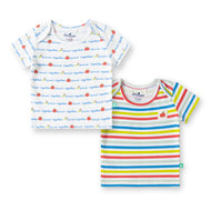 "Baby Boys 2-Pack Cotton T-Shirts – Friends Together Print & Multicolor Stripe Design"