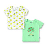 "Baby Boys 2-Pack Cotton T-Shirts – Green Sweet as Apple Print & White Yellow Apple Allover Print"